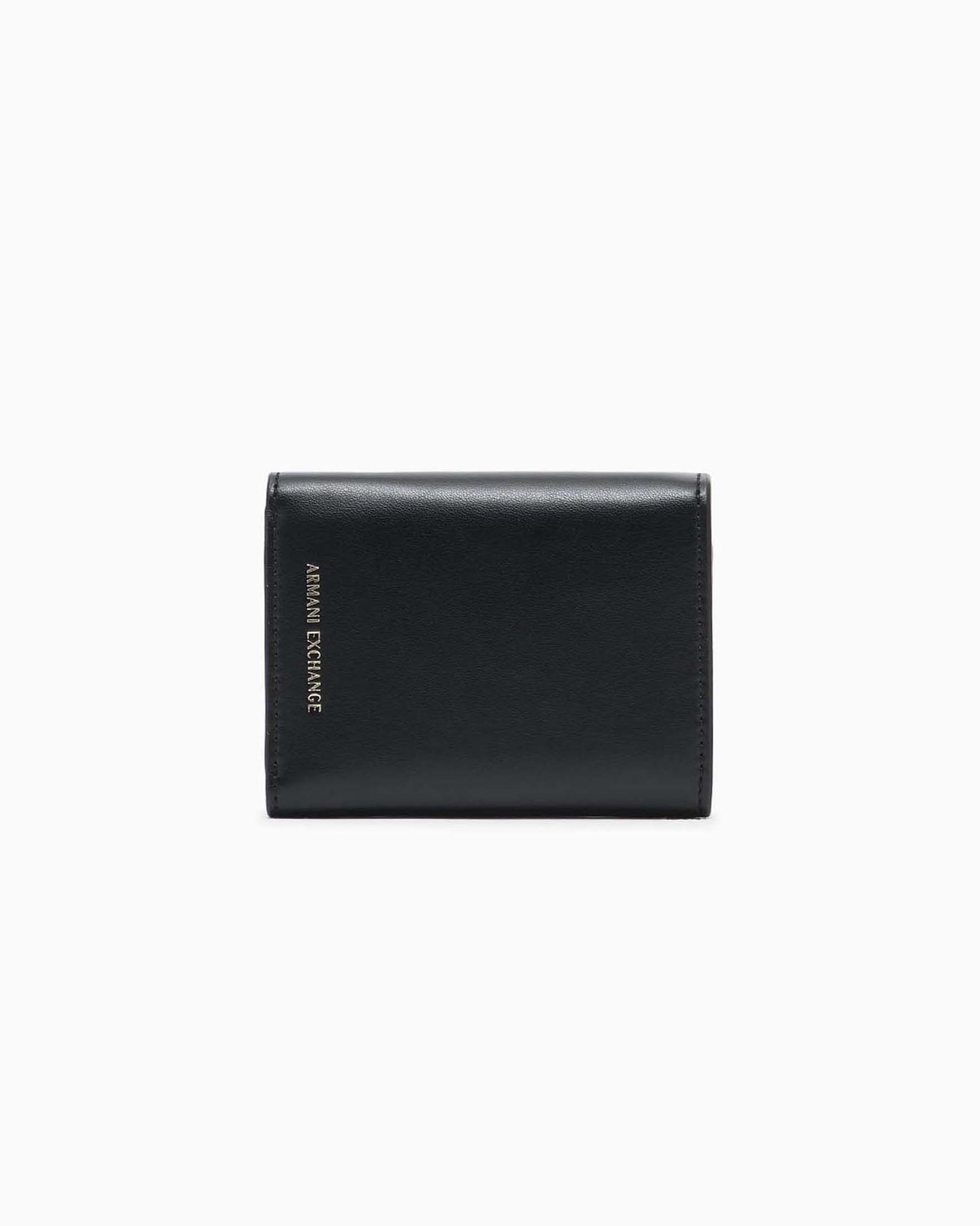 Portafoglio Bi-Fold compatto Armani Exchange nero con logo frontale