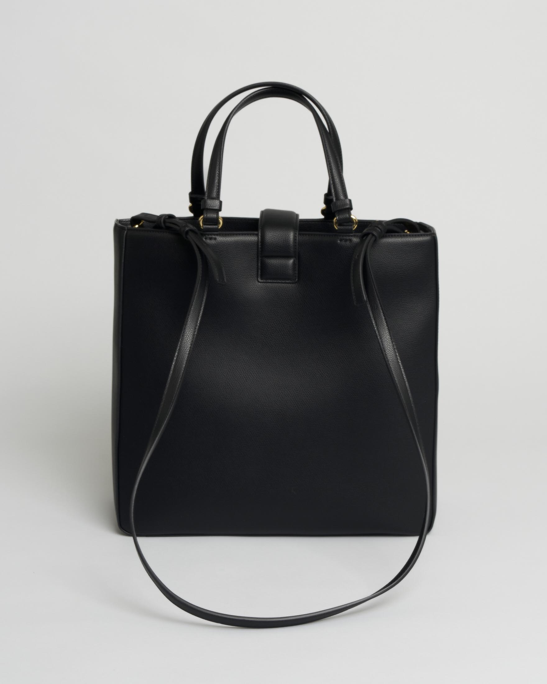 Shopping bag Amy Armani Exchange nera con tracolla removibile e logo dorato image