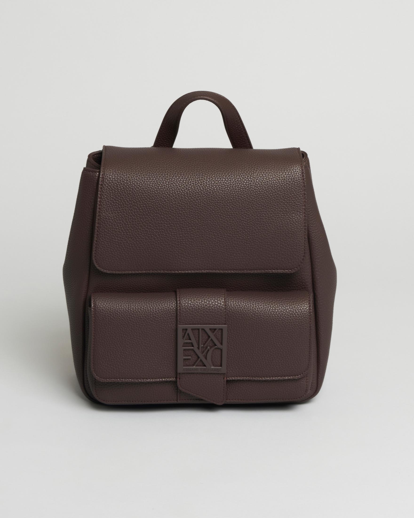 Zaino Exchange color moro in similpelle con tasca esterna e chiusura con patta