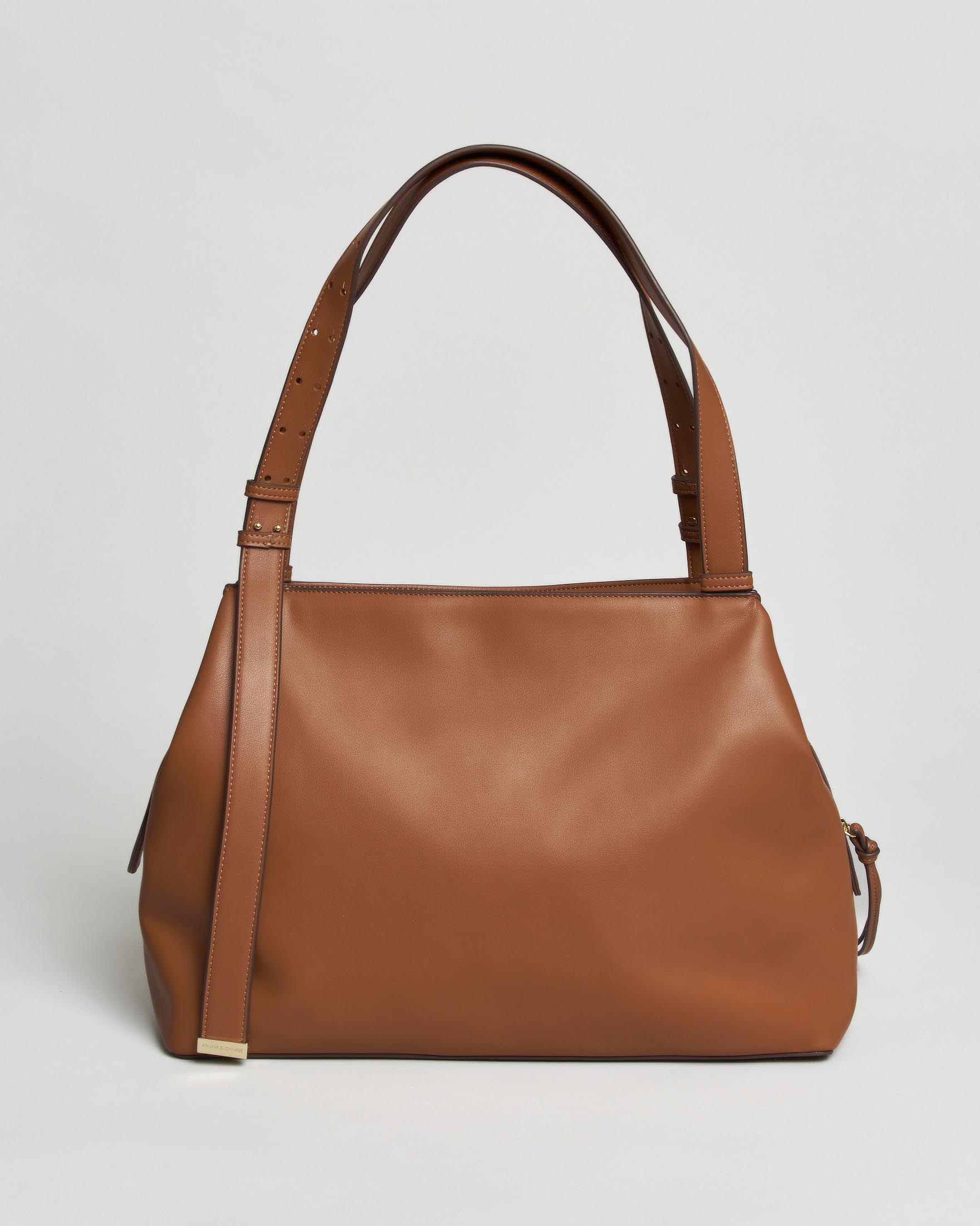 Borsa a spalla Armani Exchange color cuoio con doppio manico e chiusura zip