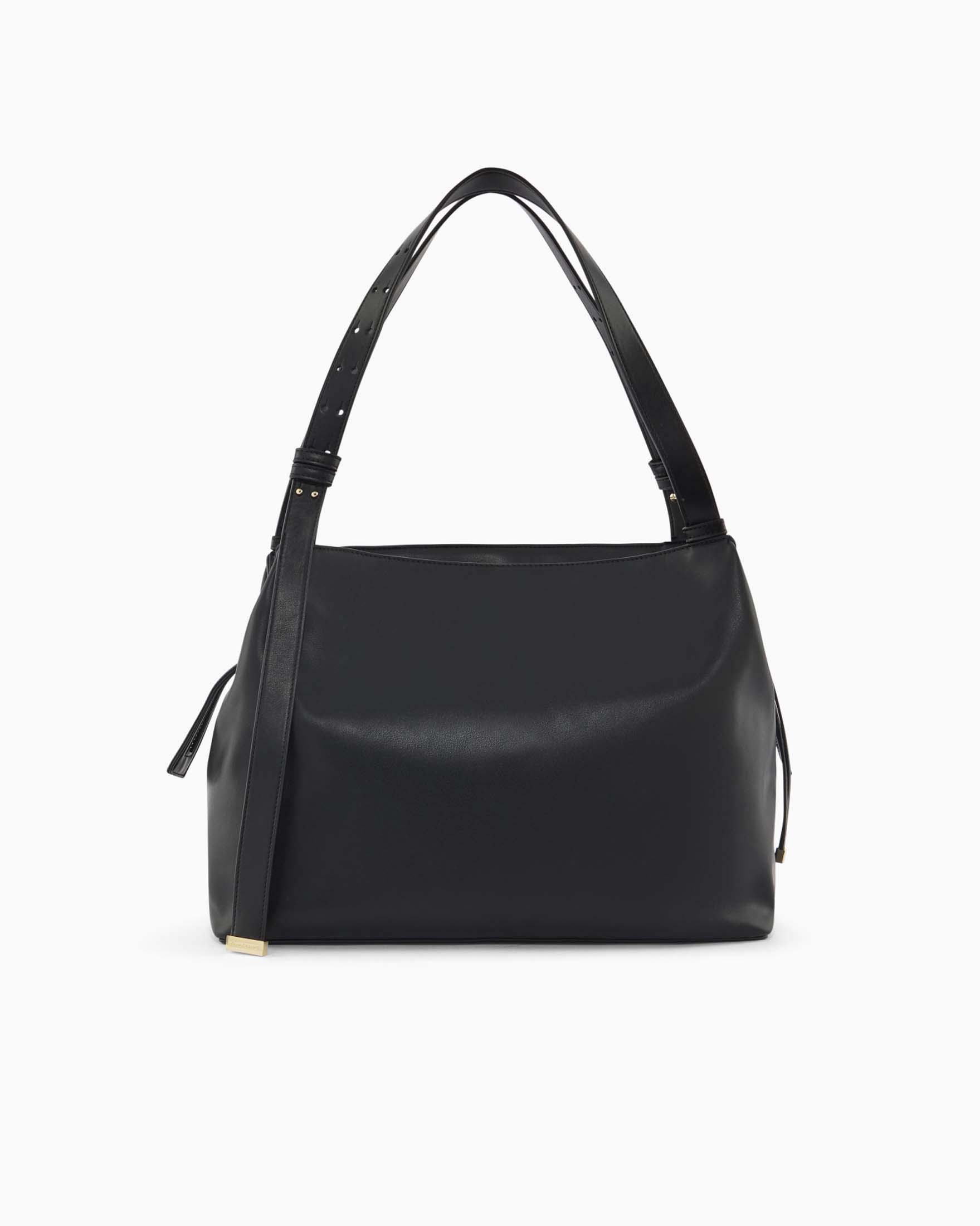 Borsa a spalla Armani Exchange nera con doppio manico e chiusura zip