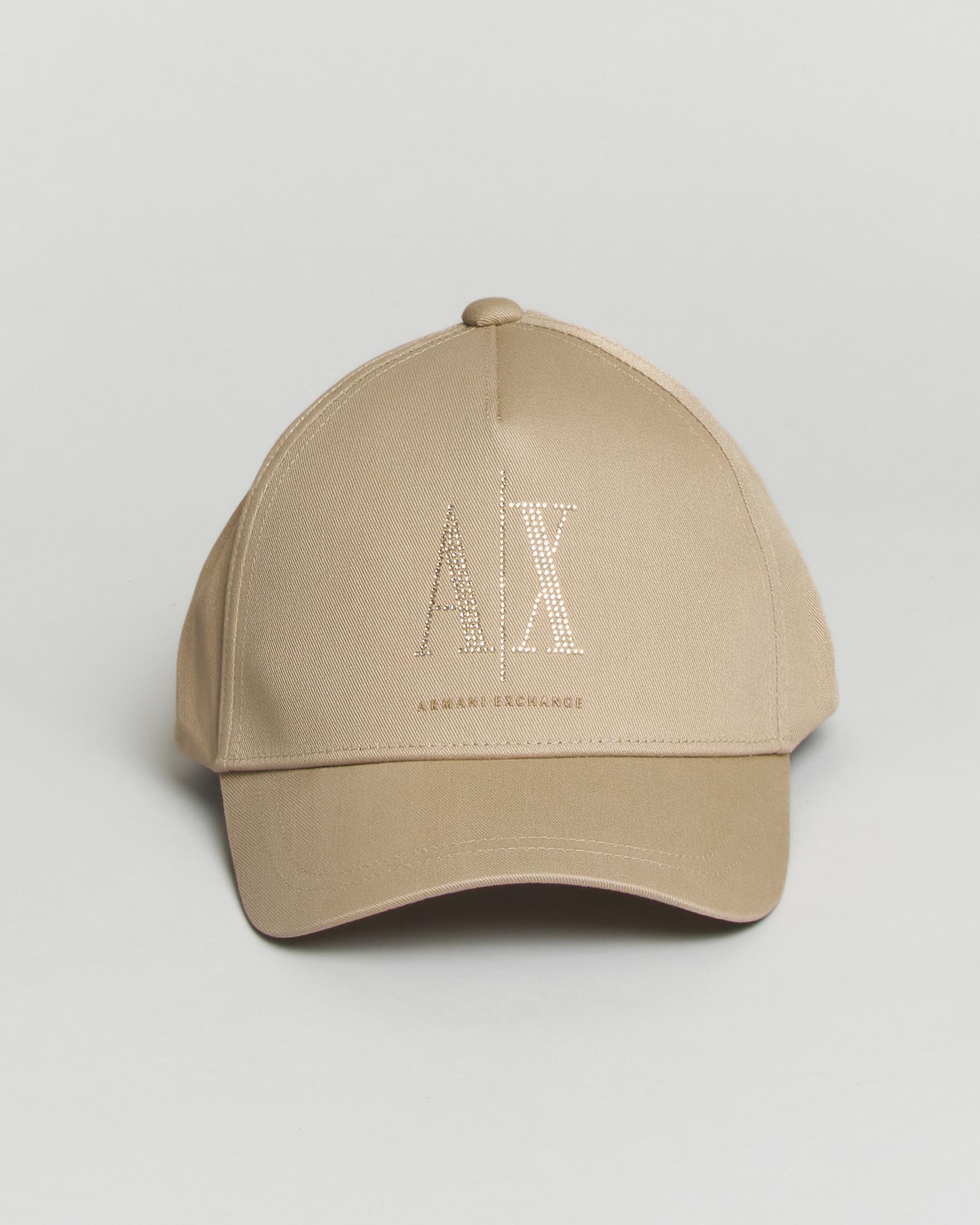 Cappellino baseball Exchange color sabbia in twill di cotone con logo in strass