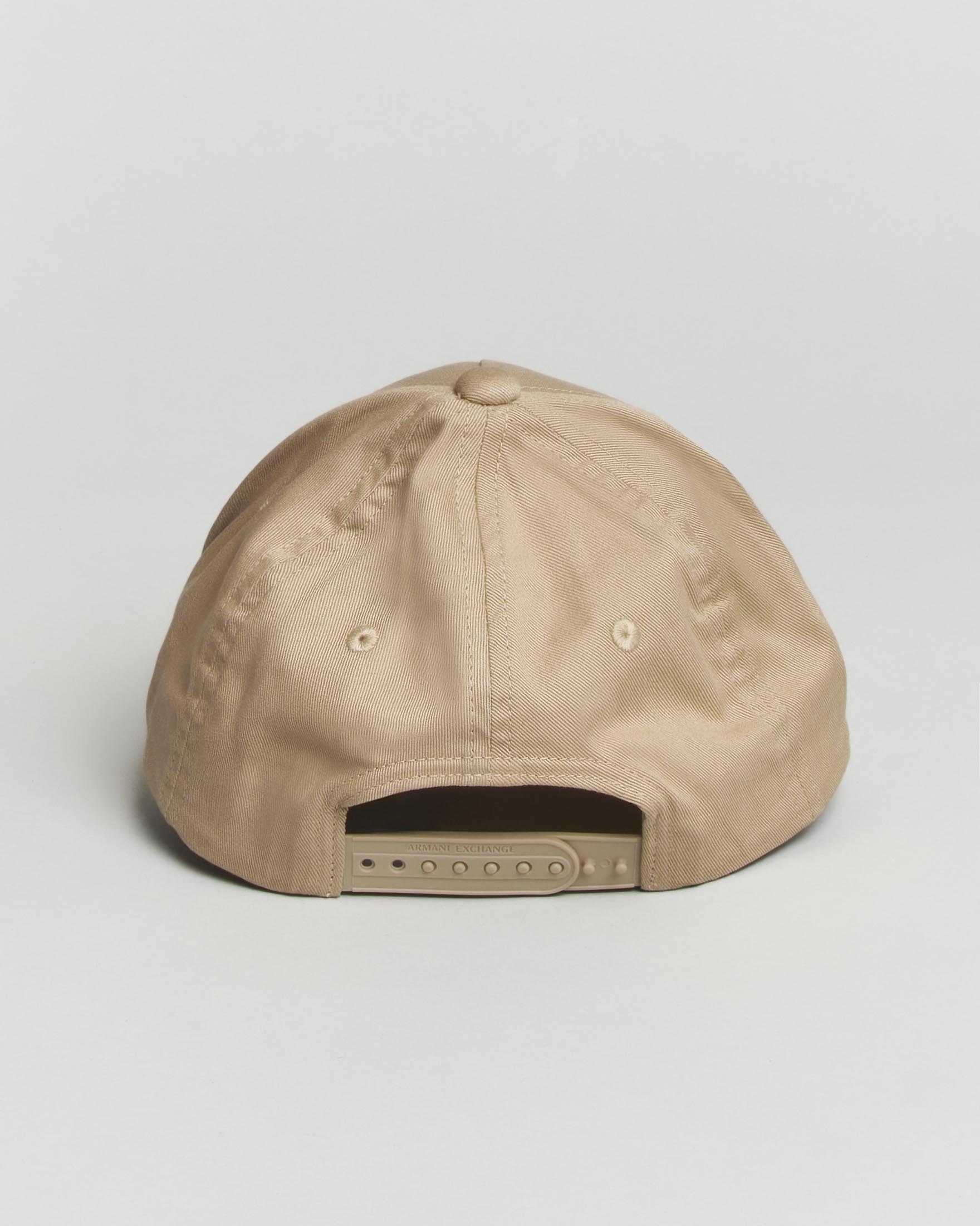 Cappellino baseball Armani Exchange color sabbia in twill di cotone con logo in strass image