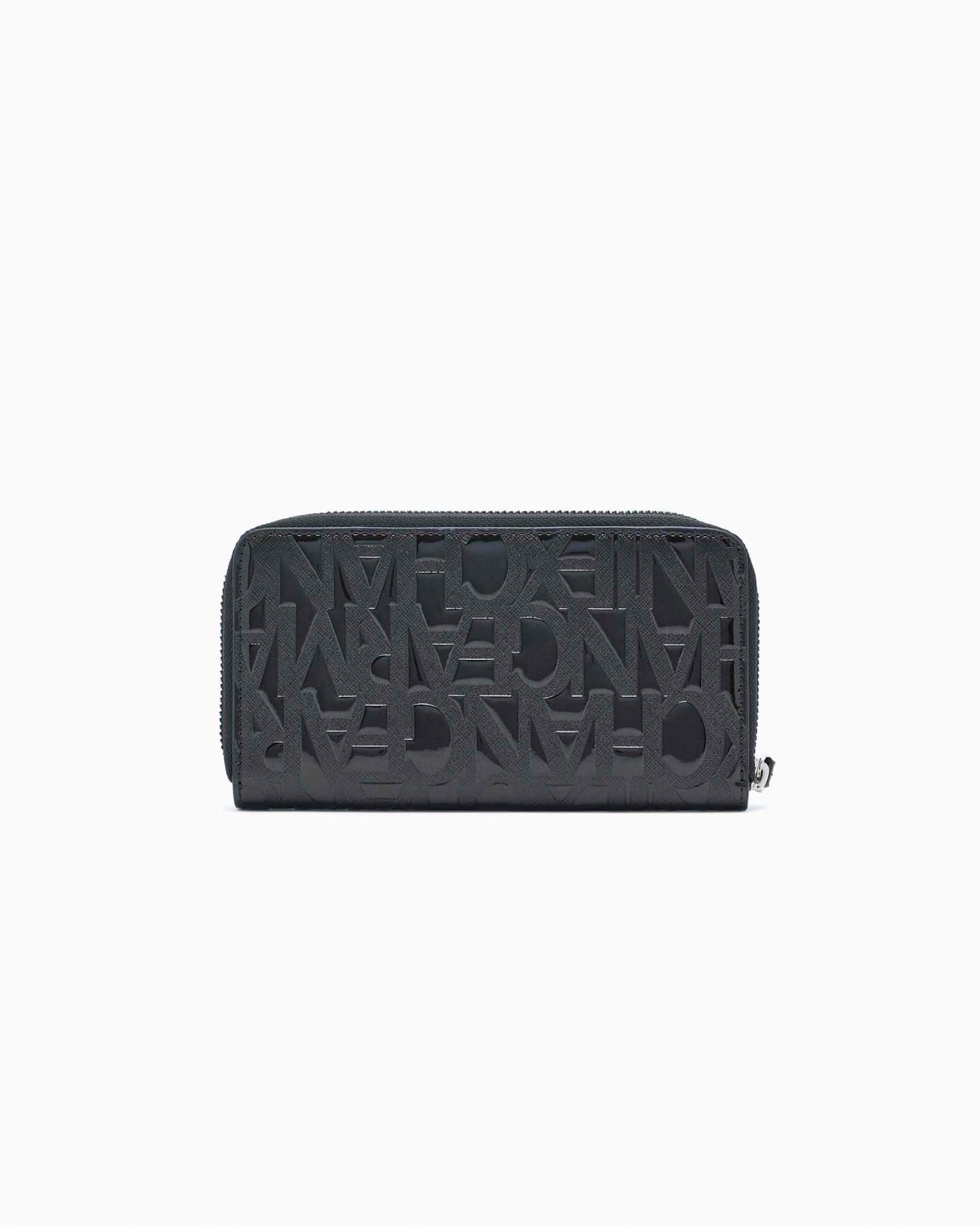 Portafoglio orizzontale Bi-Fold Armani Exchange nero con lettering logo all over