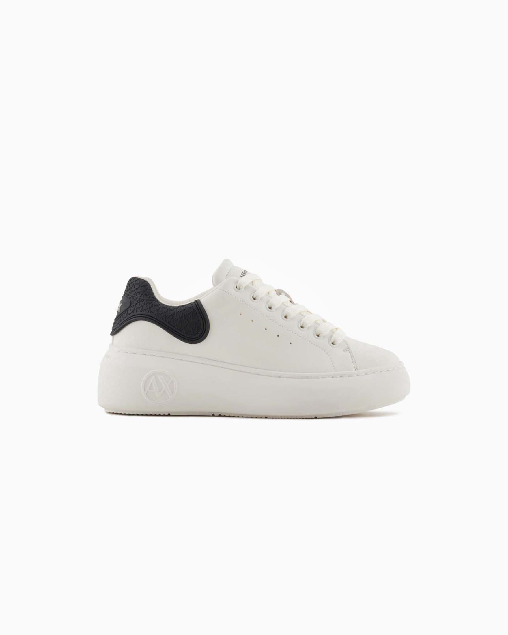 Sneakers Exchange bianche in pelle con suola spessa e dettagli a contrasto