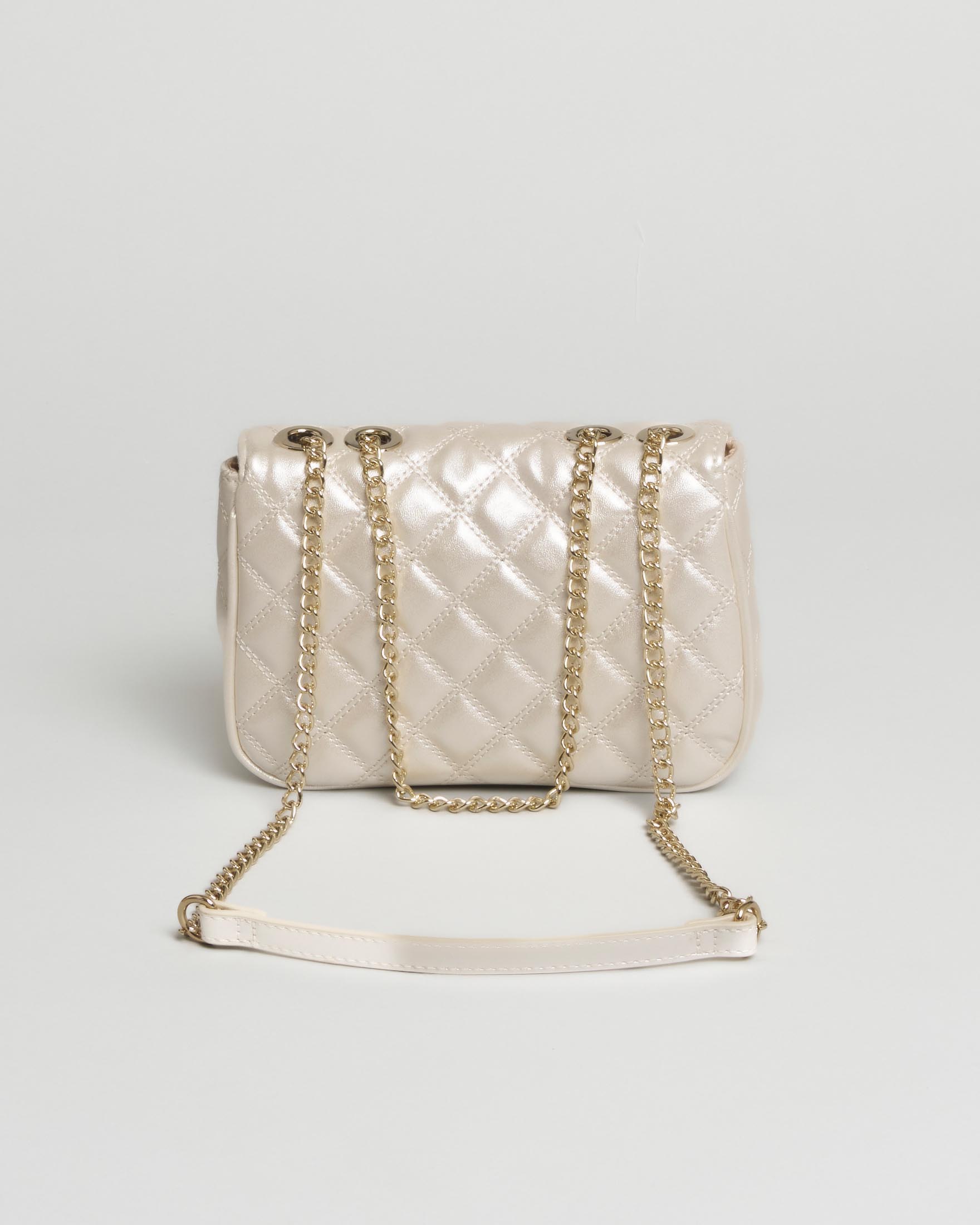 Borsa a tracolla Guess Kids panna in similpelle con portachiavi applicato