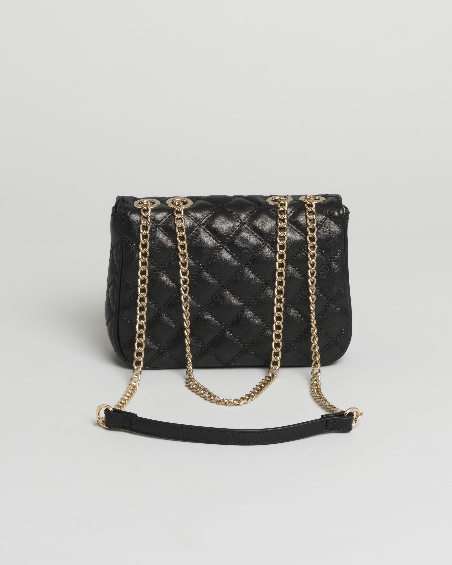 Borsa a tracolla Guess Kids nera in similpelle con portachiavi applicato