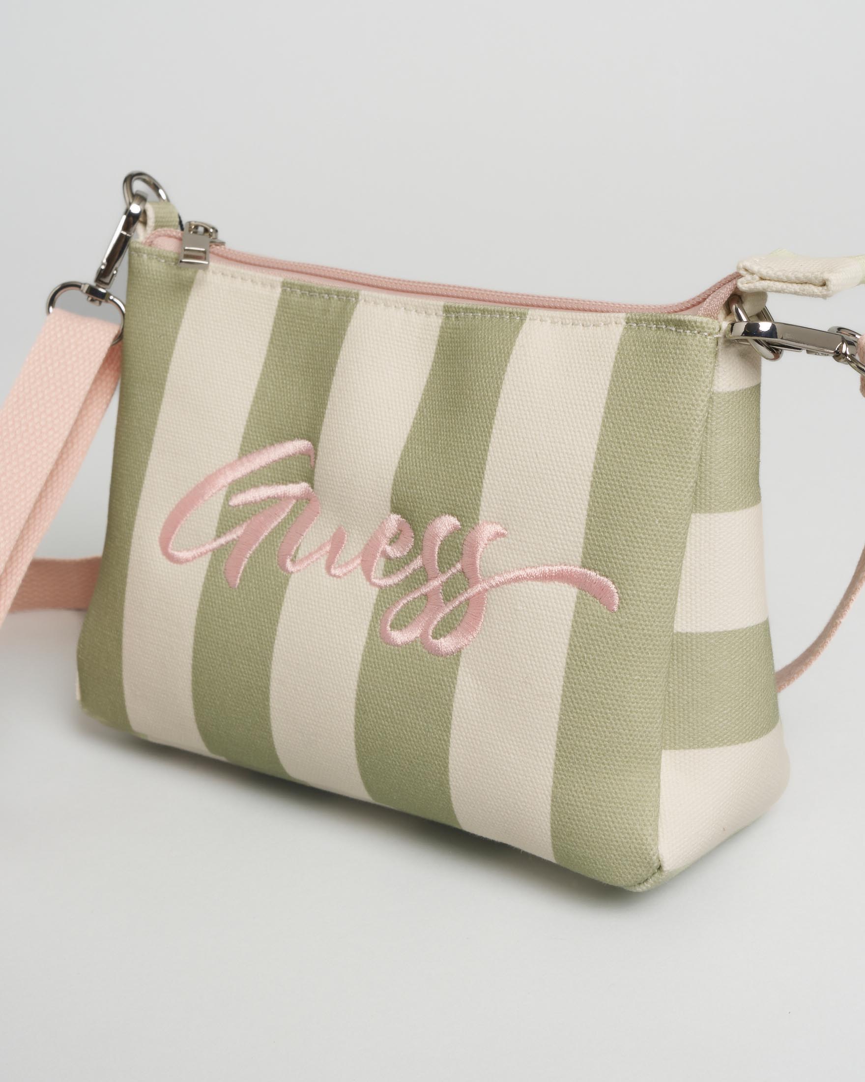 Borsa Guess a righe multicolor in cotone con tracolla