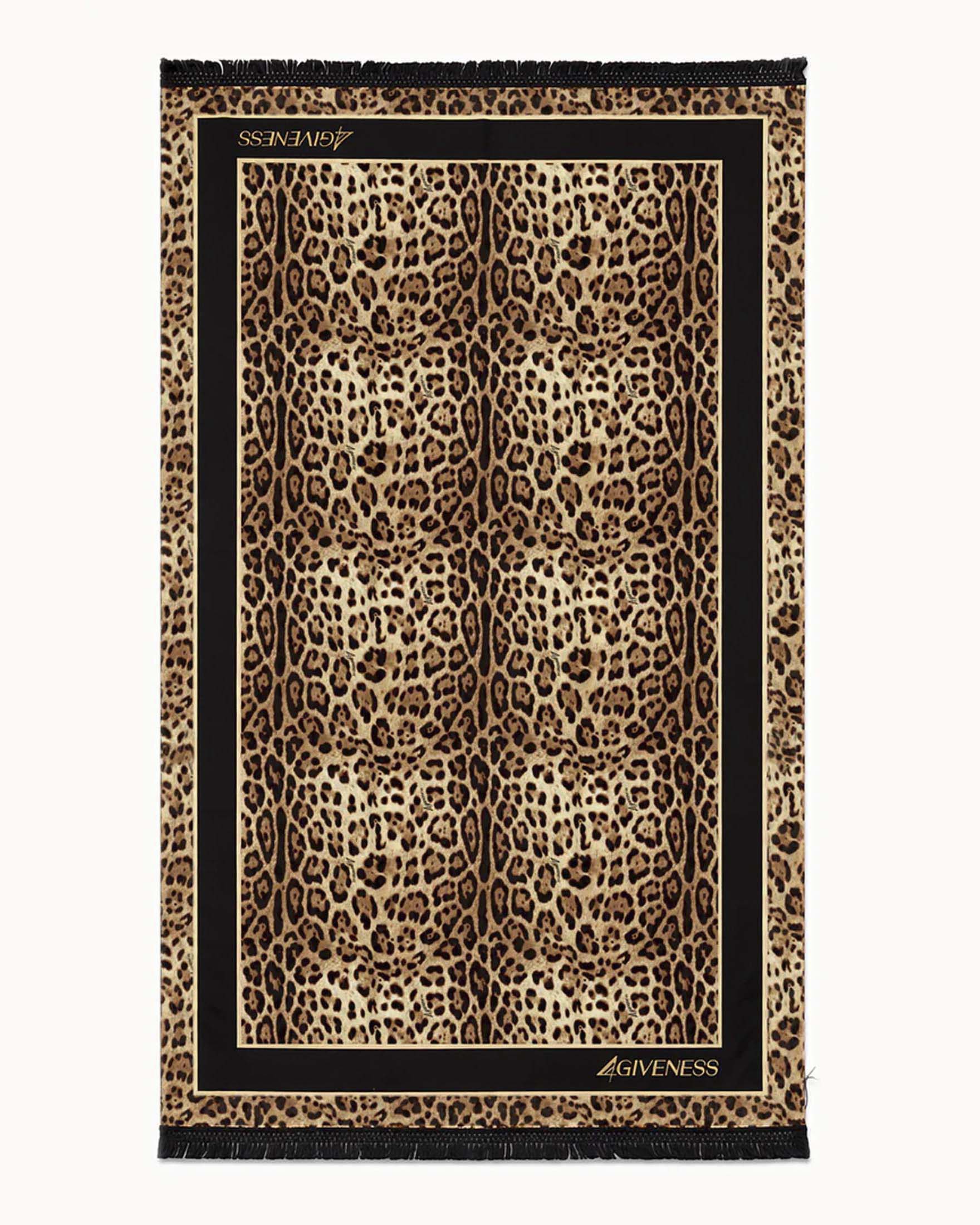 Telo mare in microfibra a stampa animalier con frange