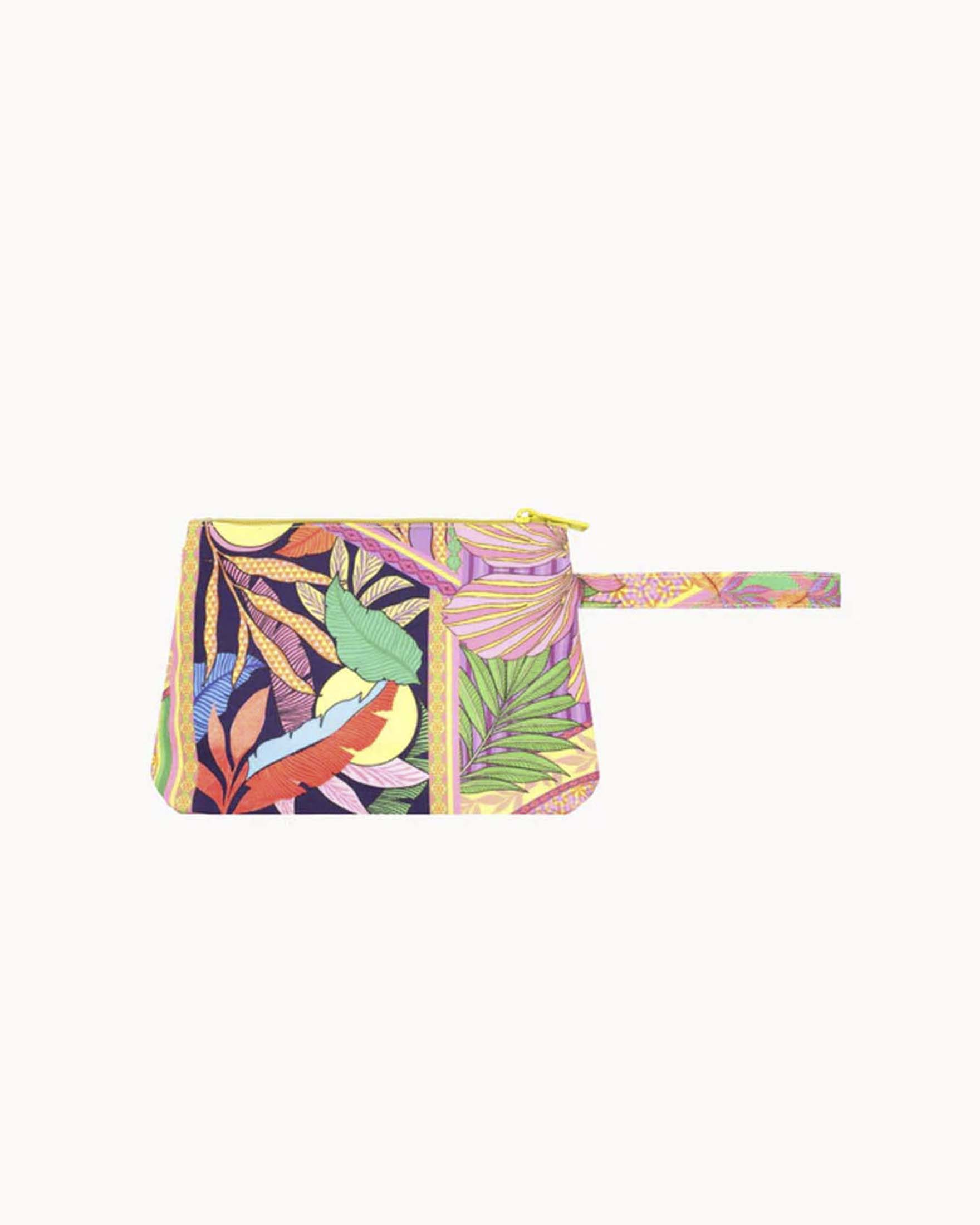 Pochette mare piccola 4Giveness colorata con stampa palme e manico da polso