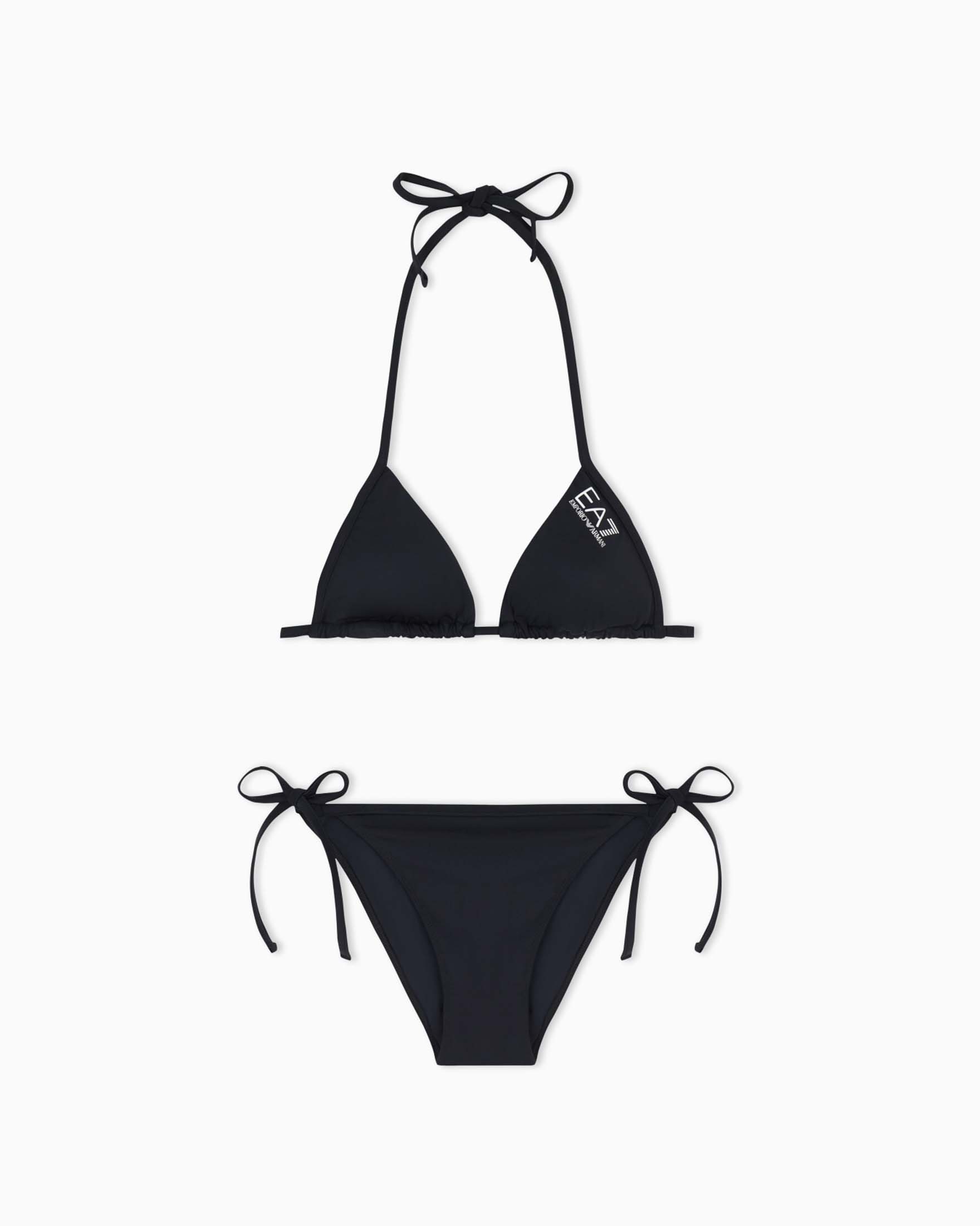 Bikini EA7 Mare nero con reggiseno a triangolo e slip con laccetti regolabili