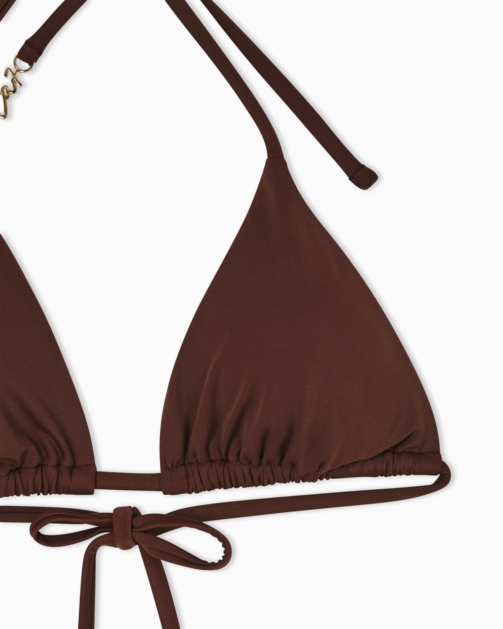 Bikini EA7 Mare marrone con reggiseno a triangolo con dettaglio gioiello e slip con laccetti regolabili image