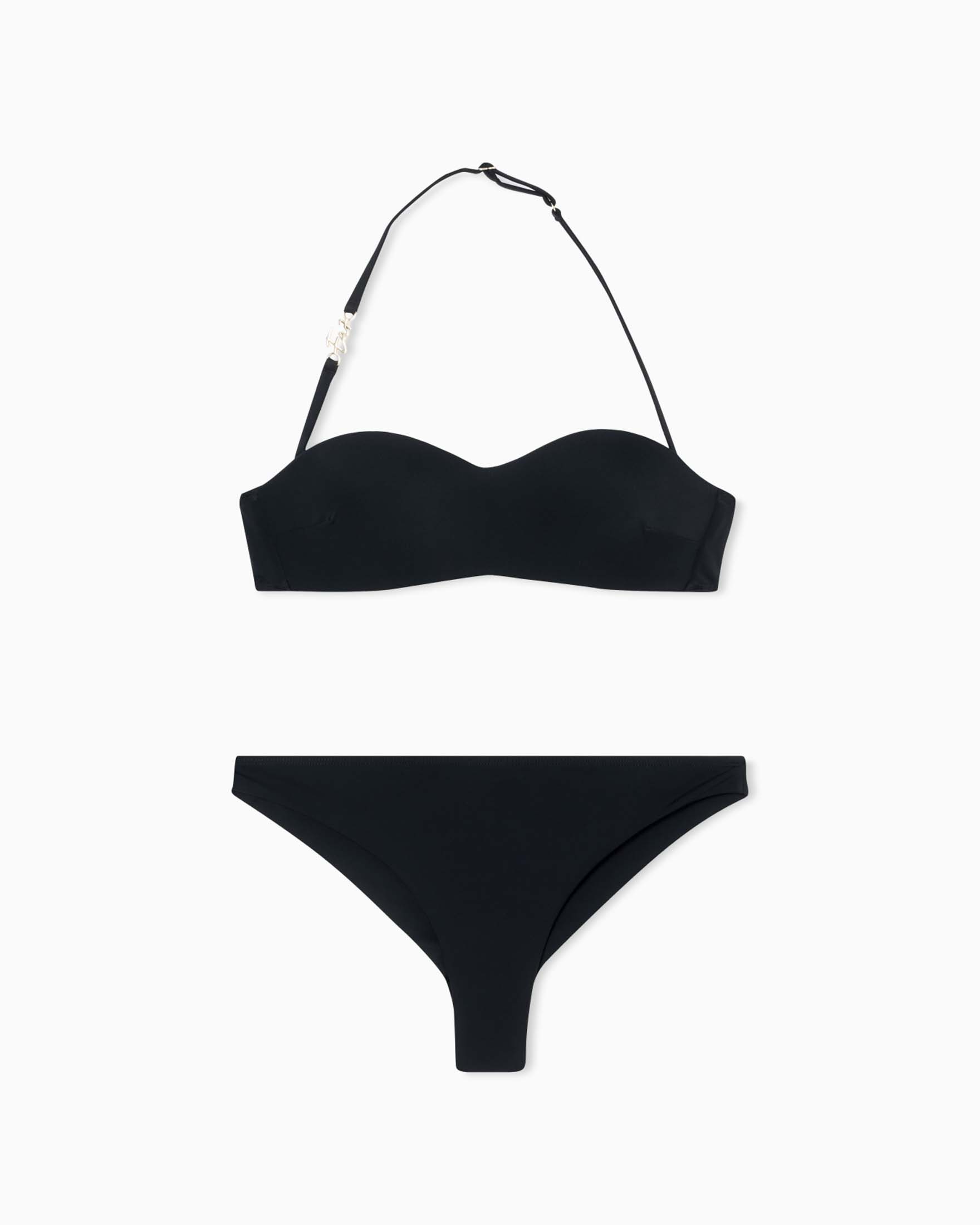 Bikini nero con reggiseno a fascia e slip
