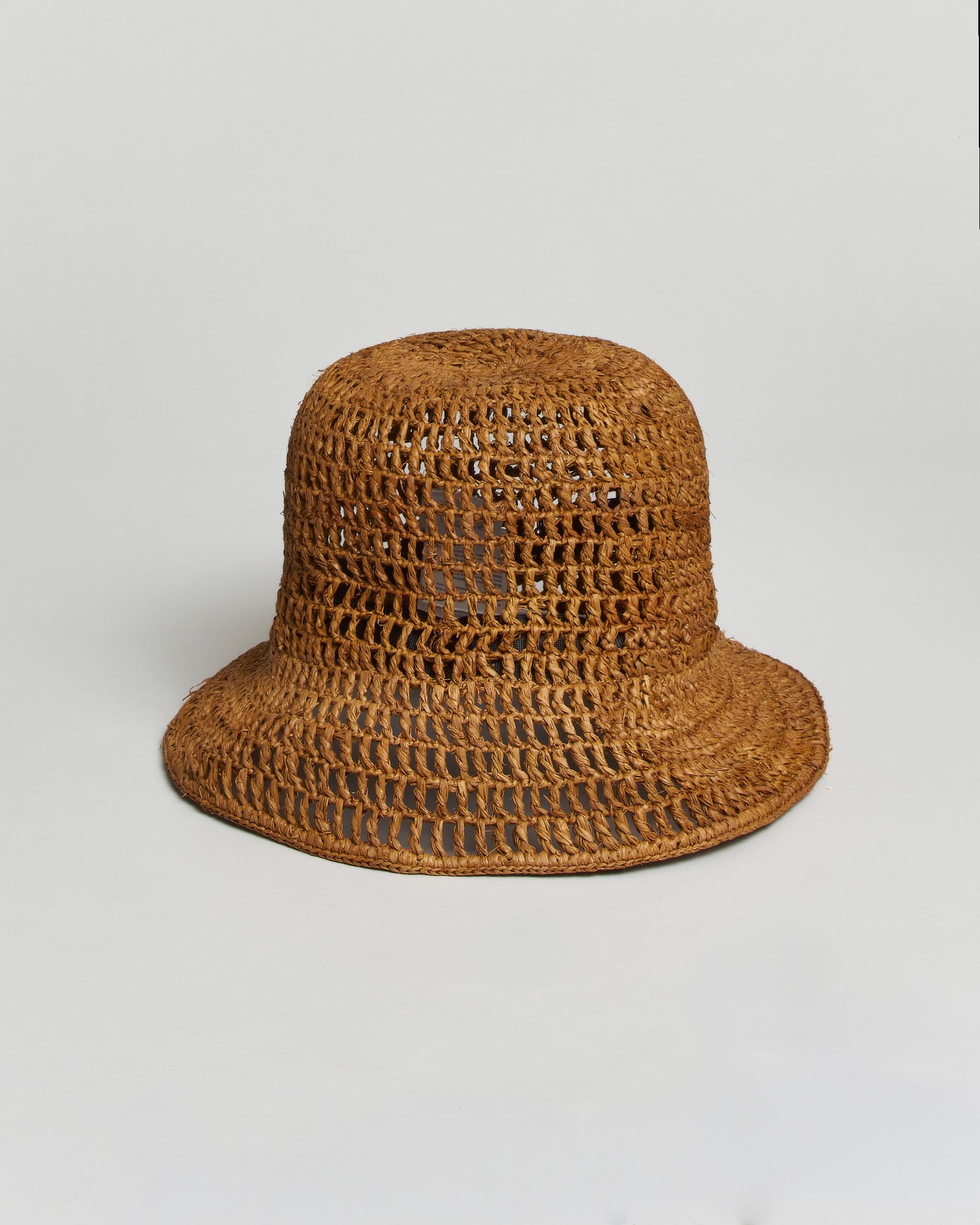 Cappello cloche Hlo! in rafia intrecciata color cammello