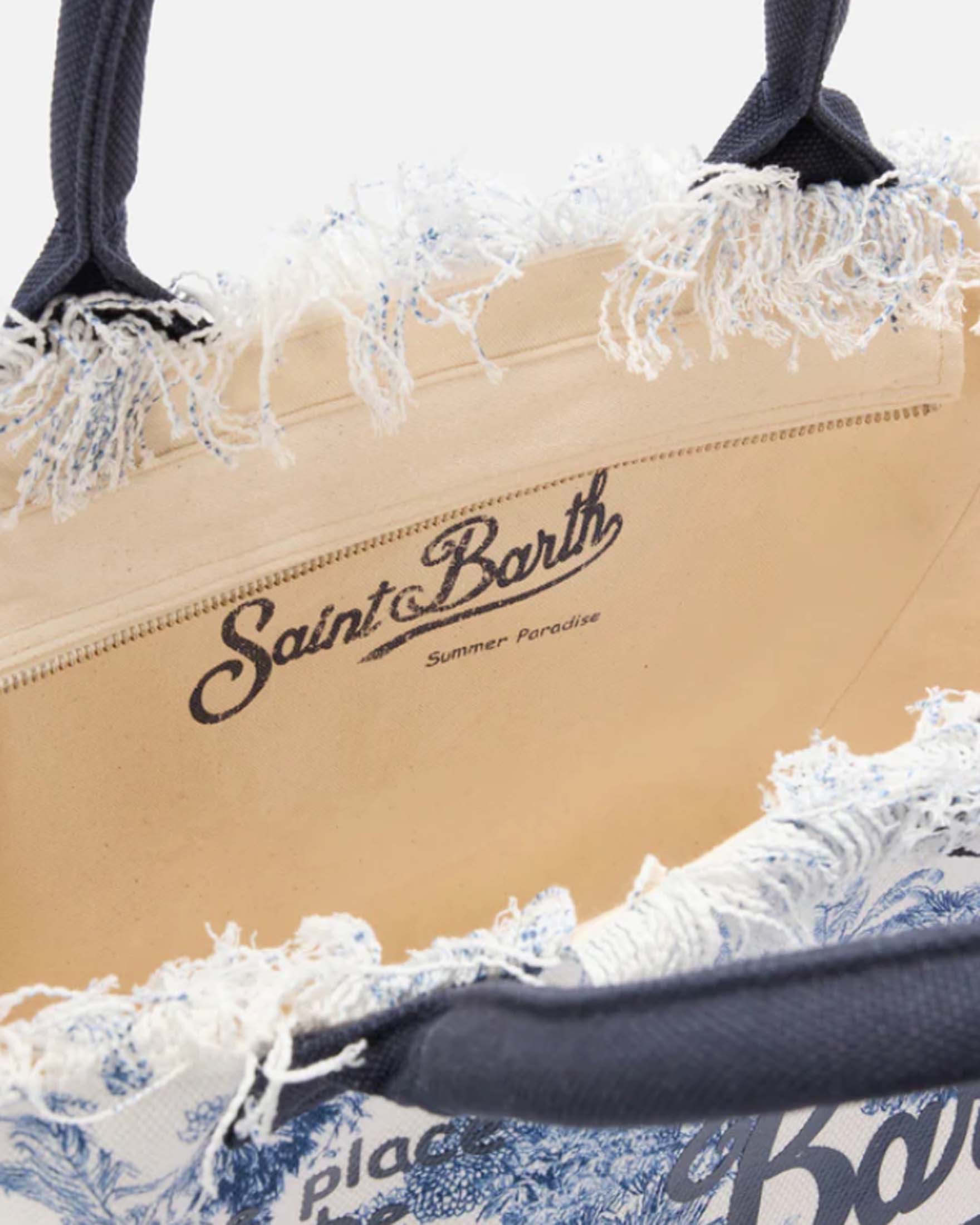 Borsa Vanity Regular MC2 Saint Barth in canvas con stampa toile de jouy blu image