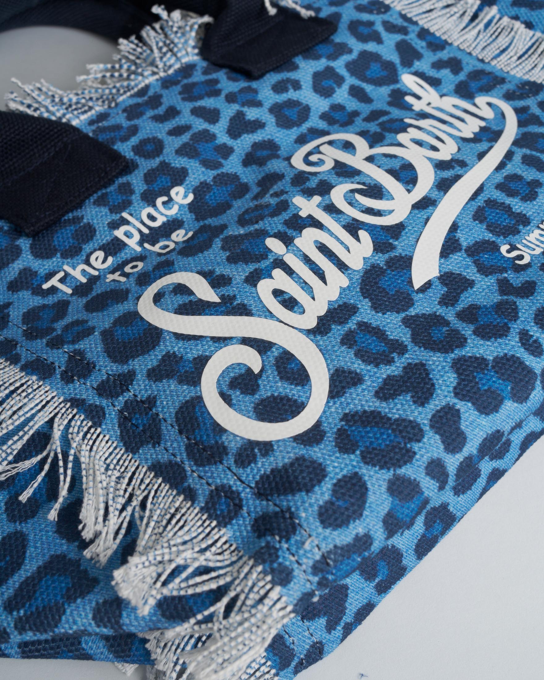 Borsa Colette MC2 Saint Barth in denim animalier blu con orli sfrangiati image