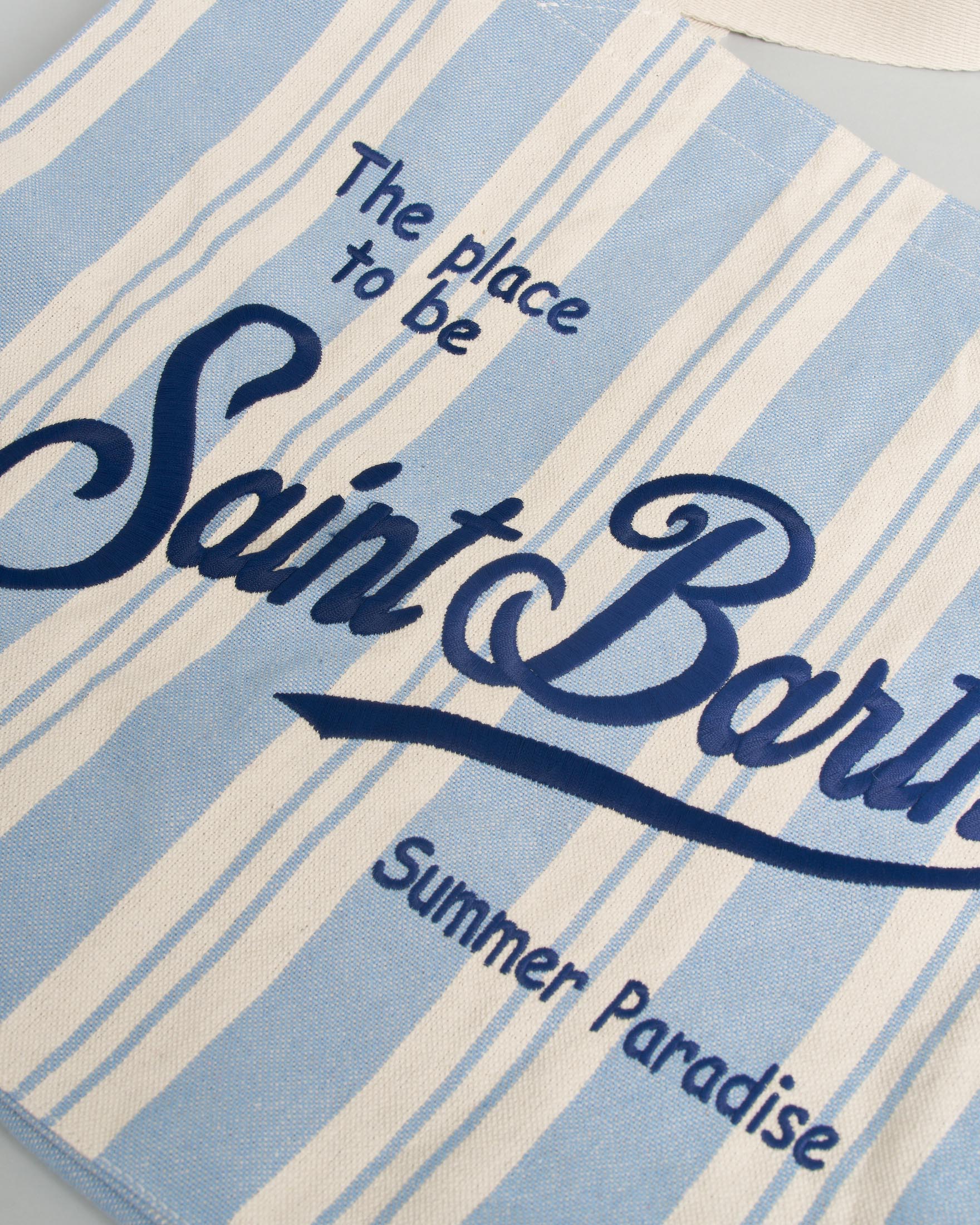 Borsa Essential MC2 Saint Barth in canvas toile de jouy a righe bianche e azzurre image