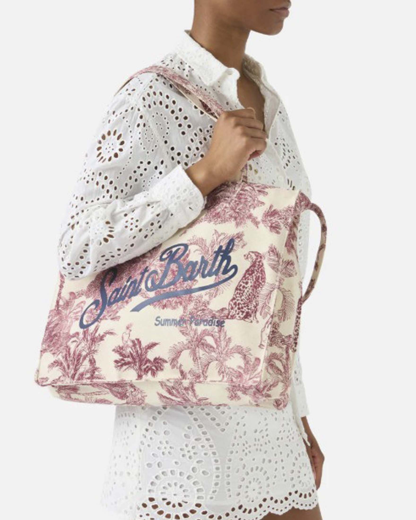 Borsa Essential MC2 Saint Barth in canvas toile de jouy bordeaux image