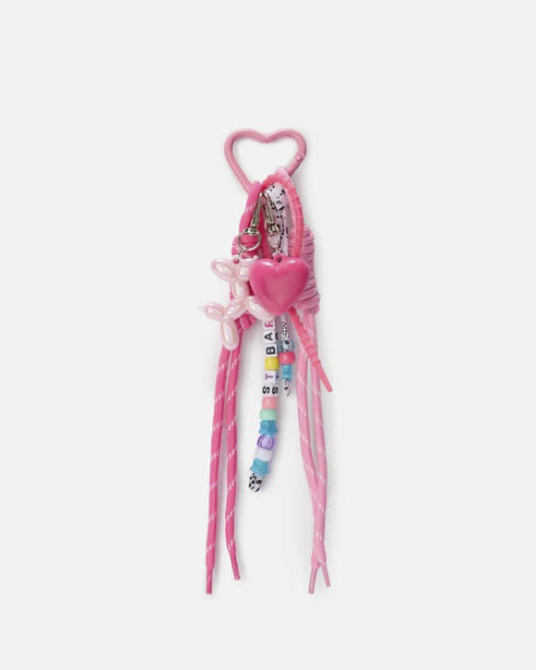 Portachiavi Funny Charm con cane palloncino e cuore rosa