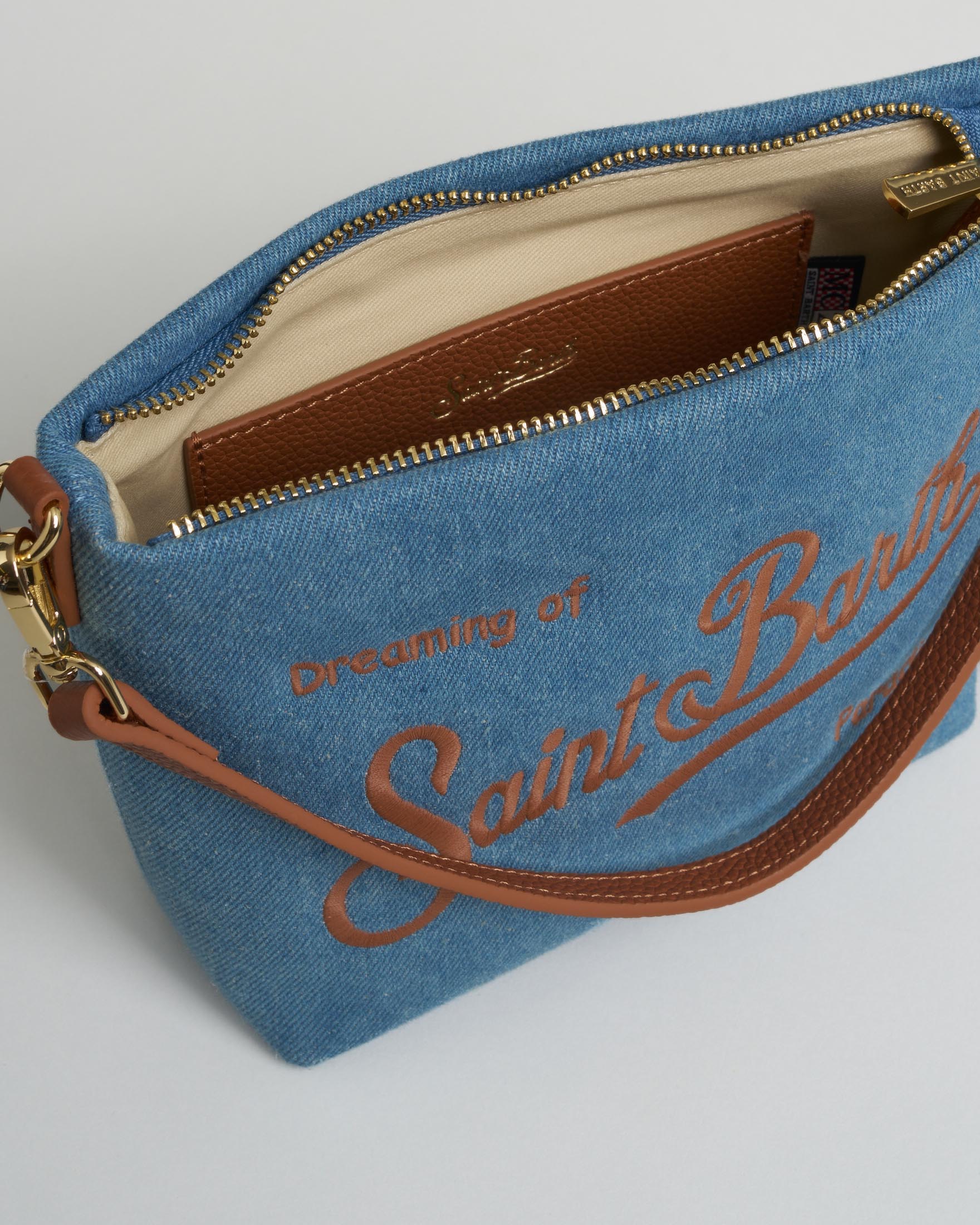 Borsa Aline MC2 Saint Barth in denim di cotone con dettagli in pelle image