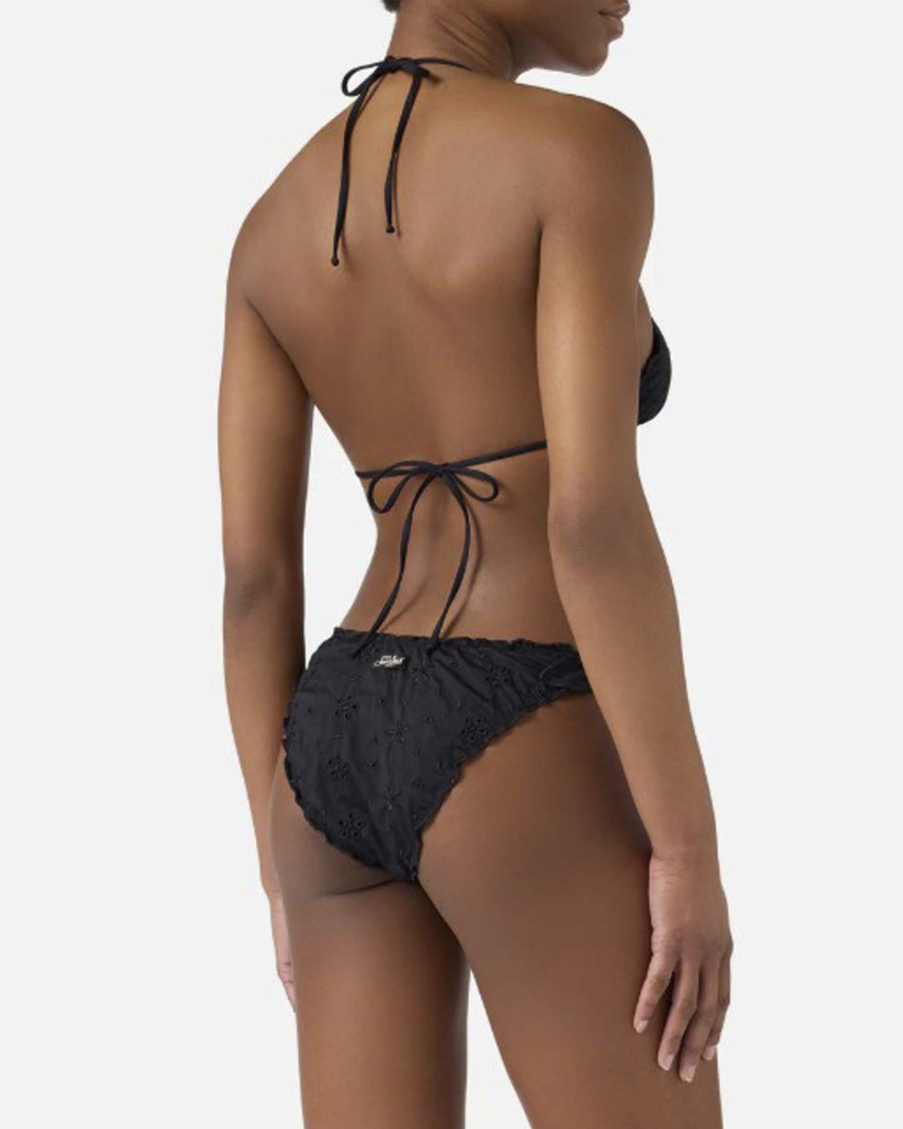 Bikini Sarius MC2 Saint Barth nero in sangallo con top a triangolo  slip con laccetti regolabili image