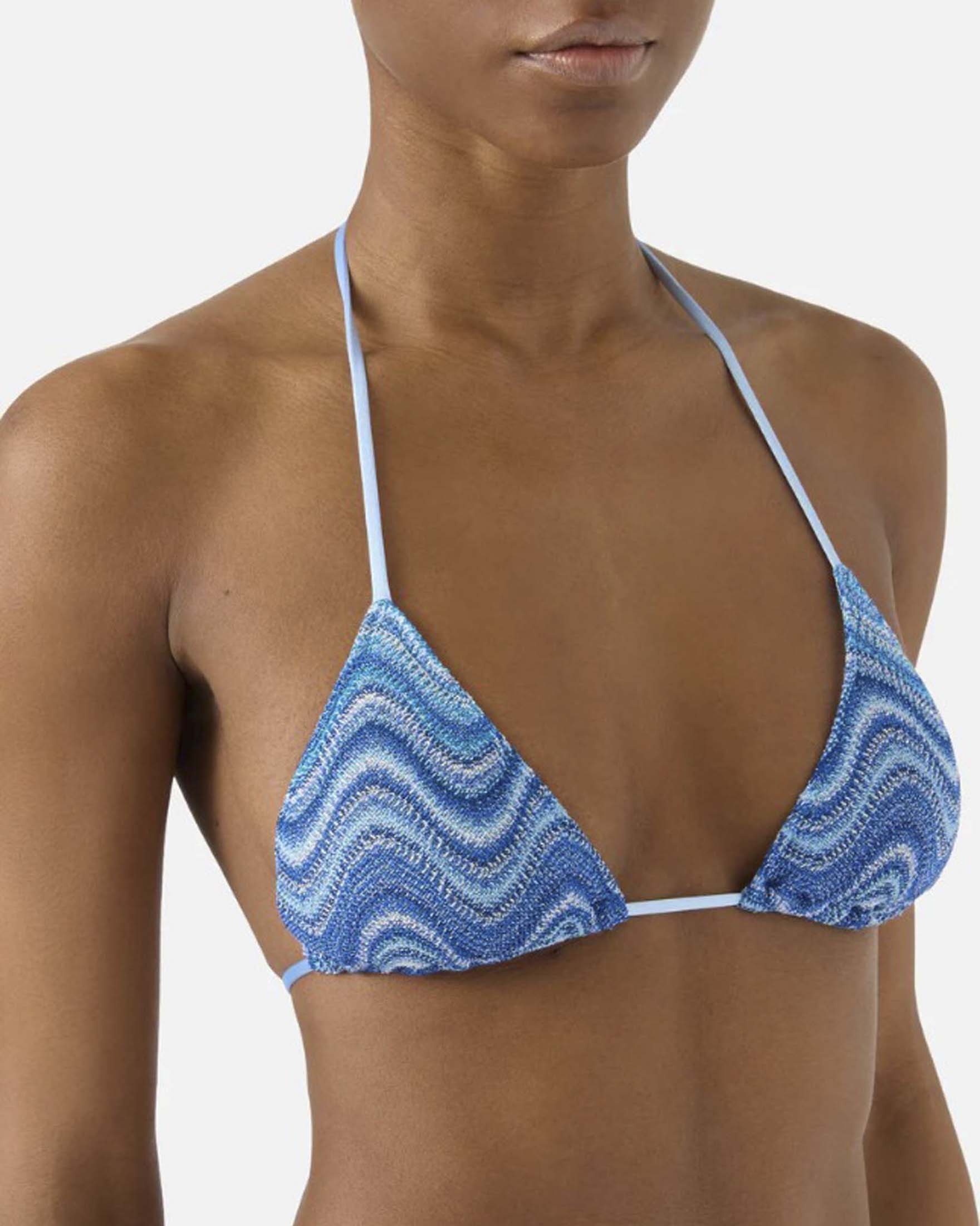 Bikini Leah Marielle MC2 Saint Barth azzurro a fantasia onde degradé con triangolo e slip brasiliana image