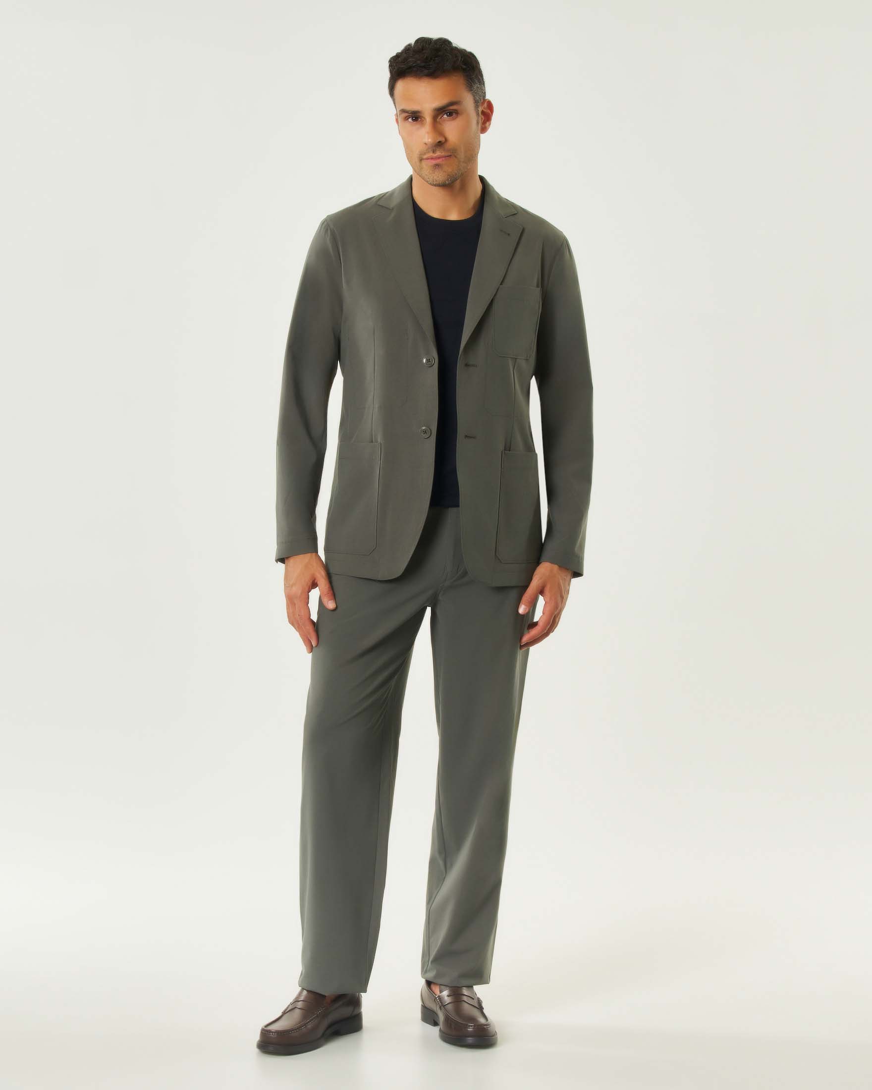 Pantaloni chinos Armani Exchange verde militare in tela di misto viscosa e lana stretch