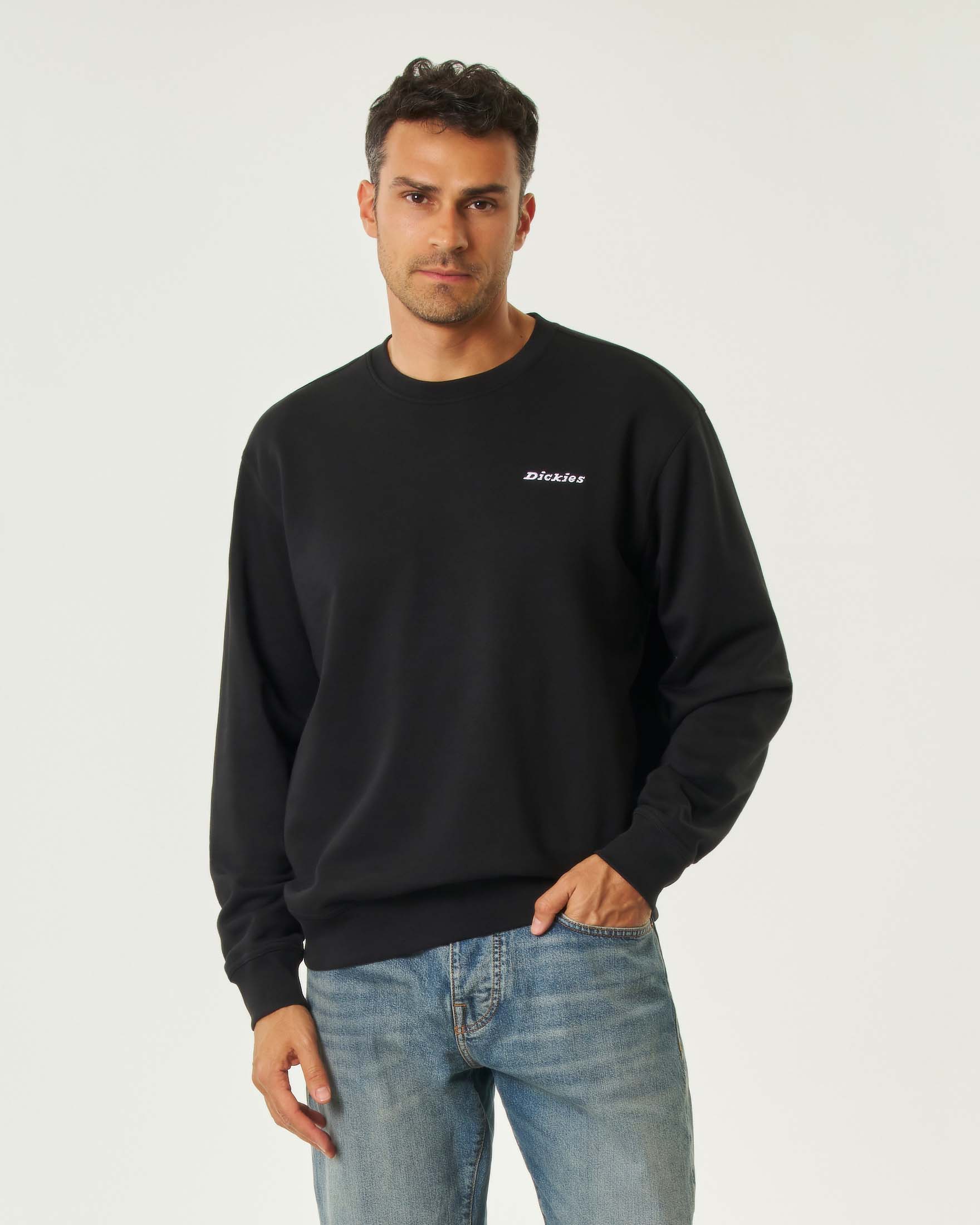 Felpa girocollo Dickies nera in cotone