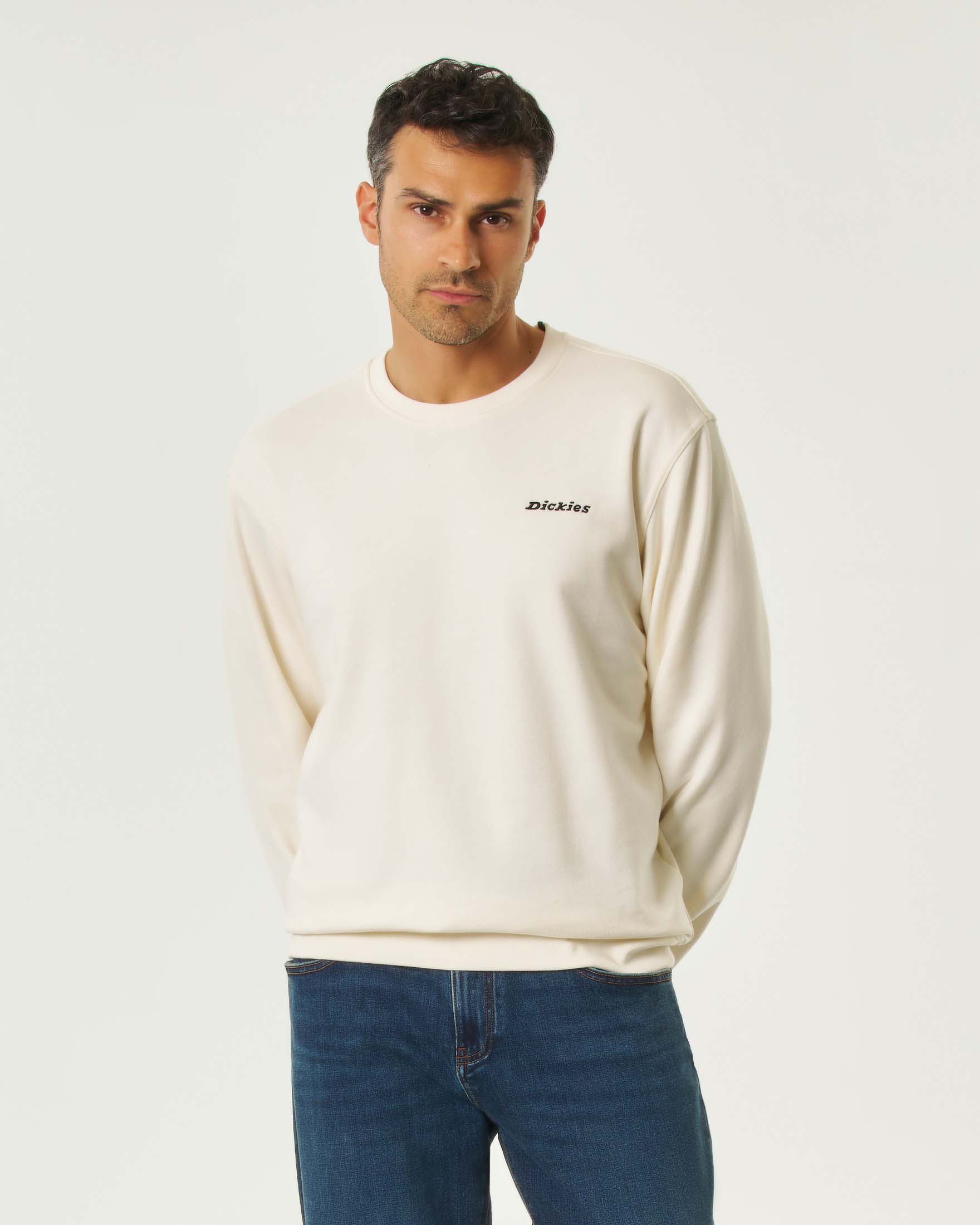 Felpa girocollo Dickies panna in cotone