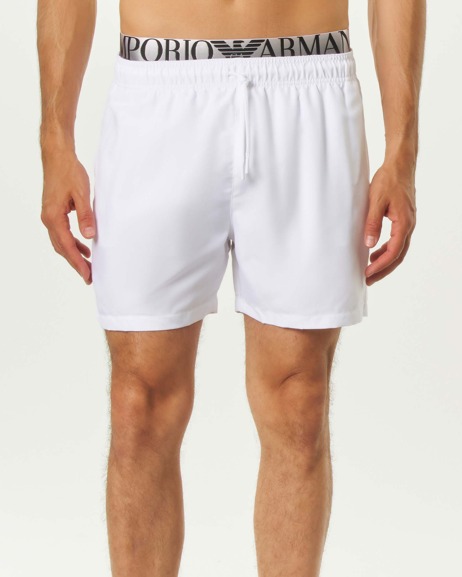Boxer mare Emporio Armani bianco con coulisse e fascia elastica logata