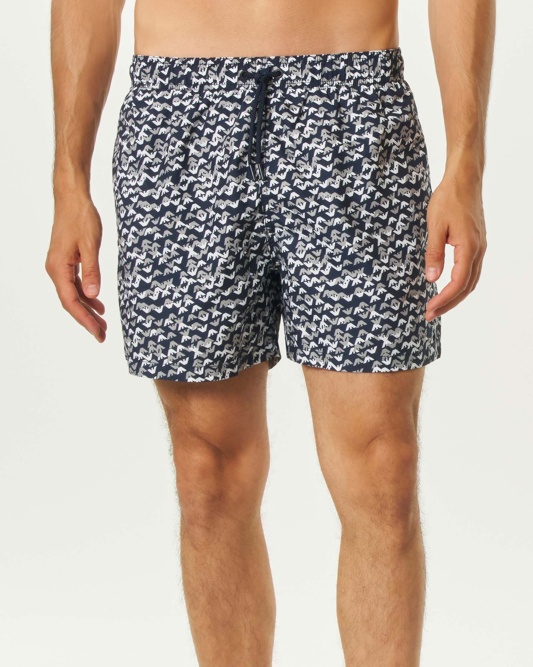 Boxer mare Emporio Armani blu con stampa logo aquila all over
