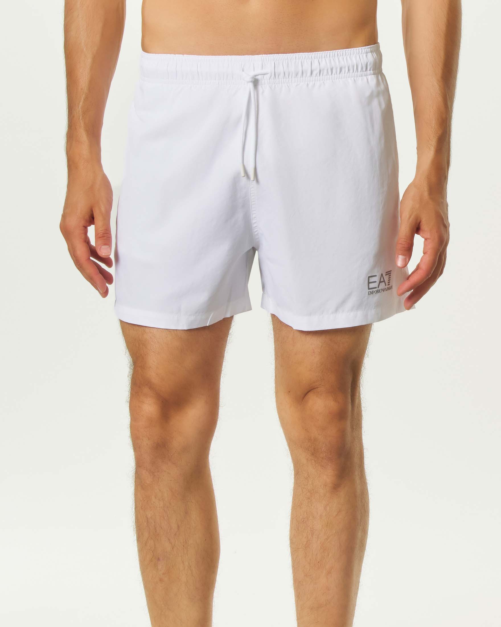Boxer mare EA7 bianco con stampa logo piccolo a contrasto