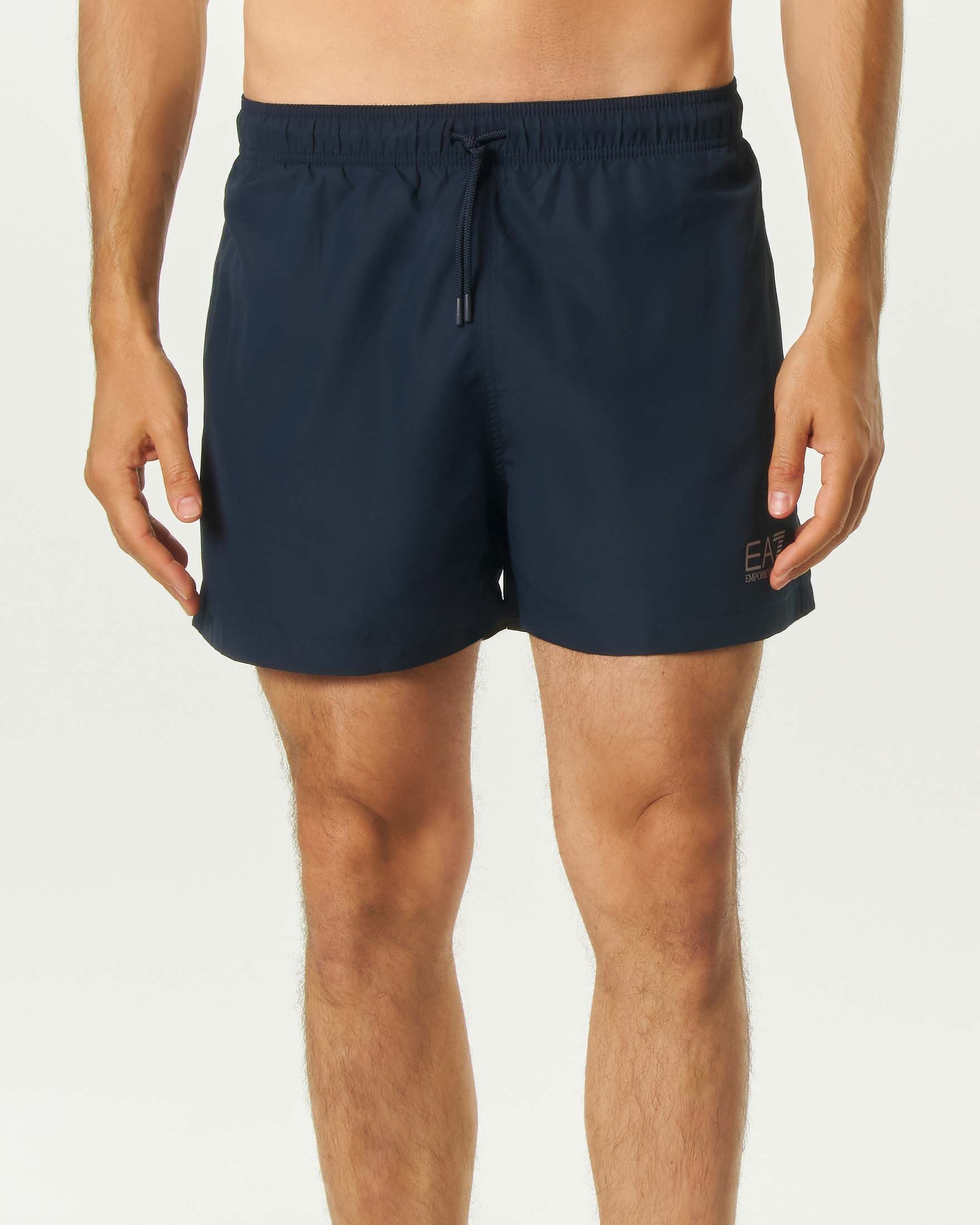 Boxer mare EA7 blu con stampa logo piccolo a contrasto