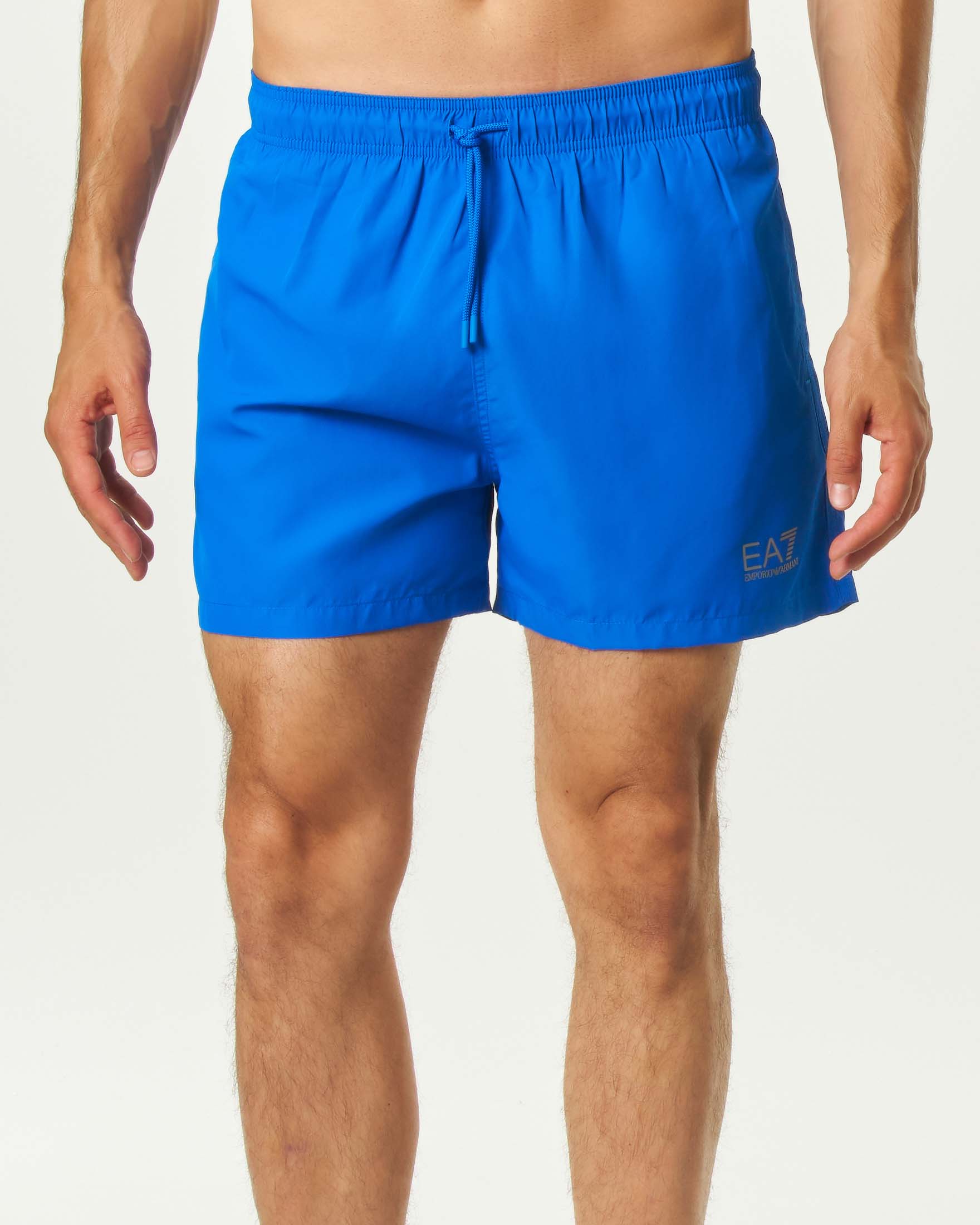 Boxer mare EA7 blu royal con stampa logo piccolo a contrasto