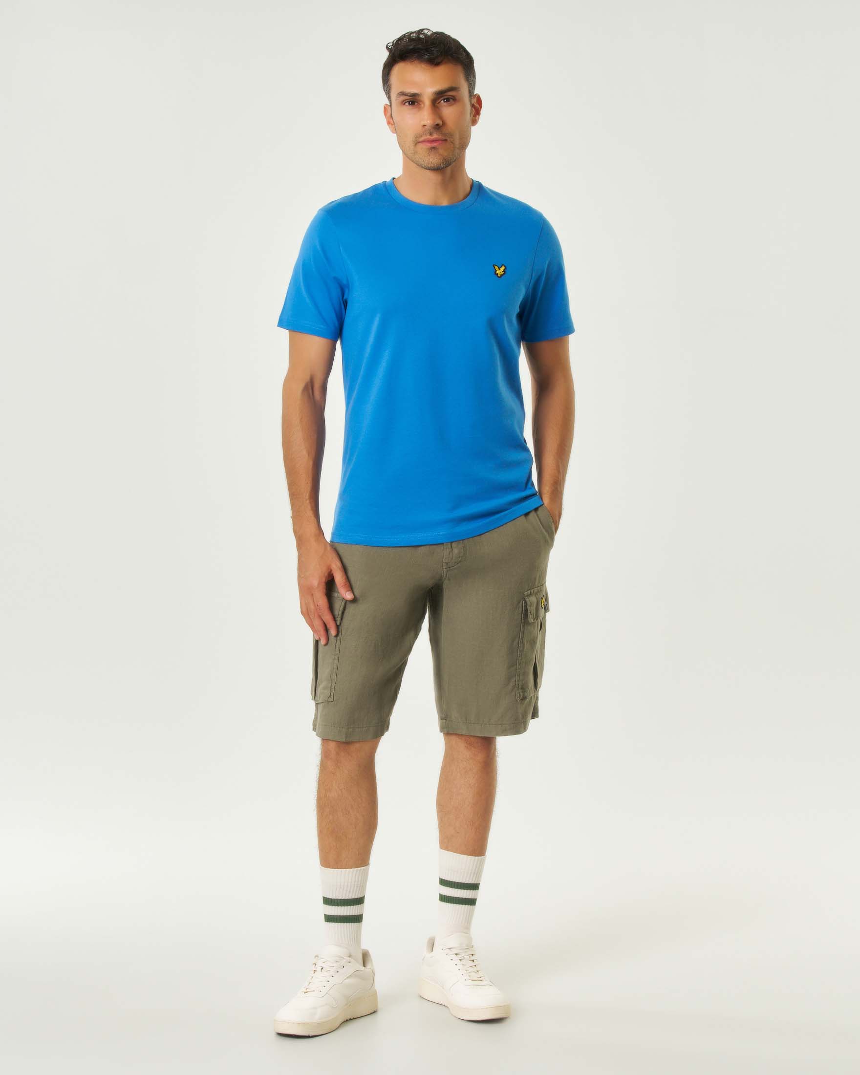 Bermuda cargo verde militare in puro lino