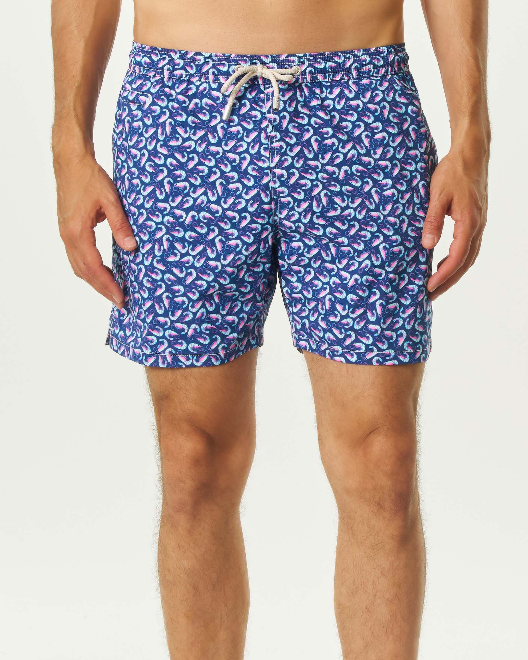 Boxer mare blu con stampa gamberi