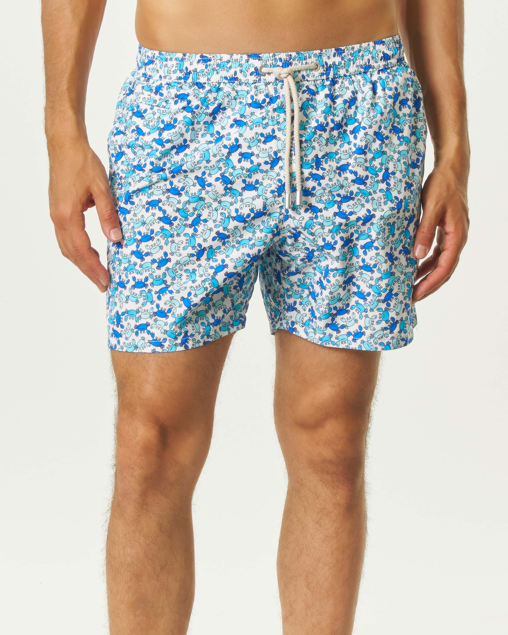 Boxer mare bianco MC2 Saint Barth con stampa granchi azzurri e celesti