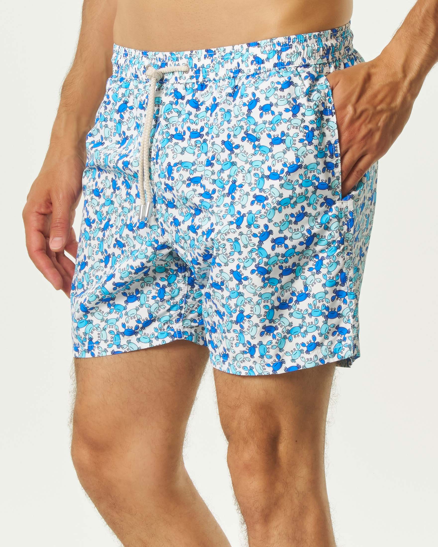 Boxer mare bianco MC2 Saint Barth con stampa granchi azzurri e celesti image