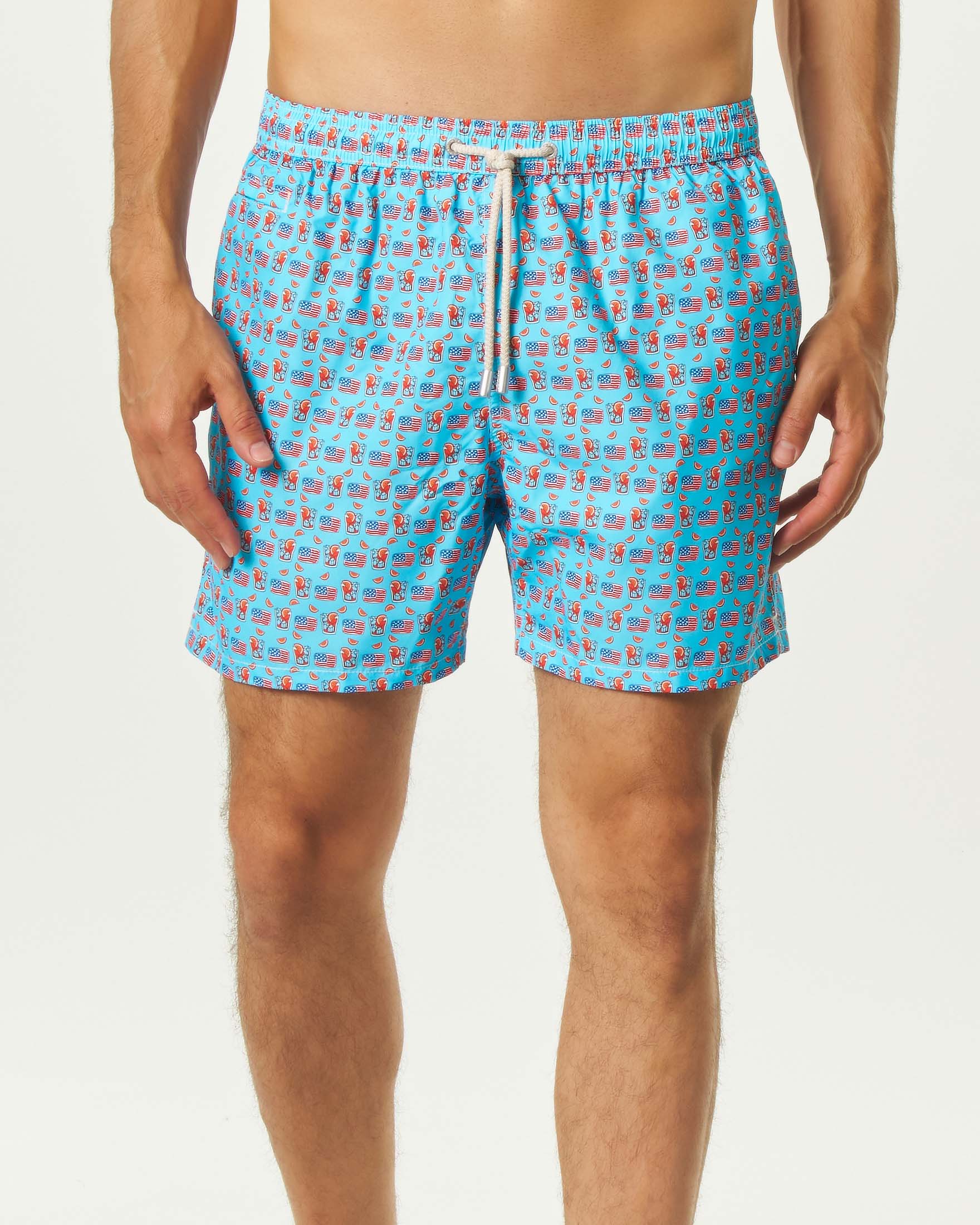 Boxer mare azzurro con stampa americano