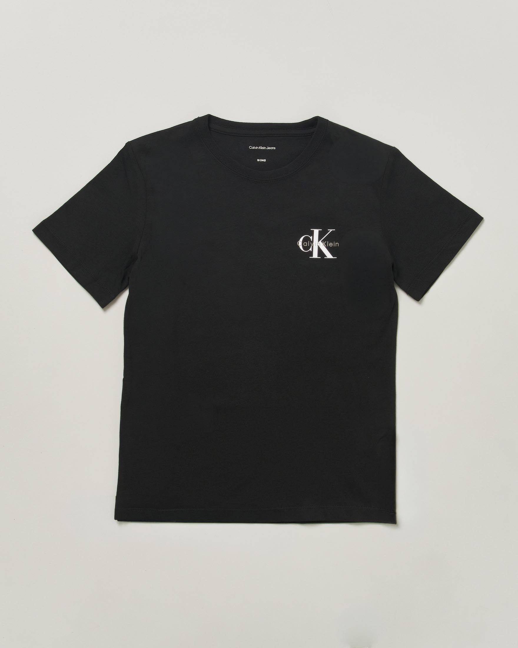T-shirt nera Calvin Klein in cotone a maniche corte con scritta logo bianca