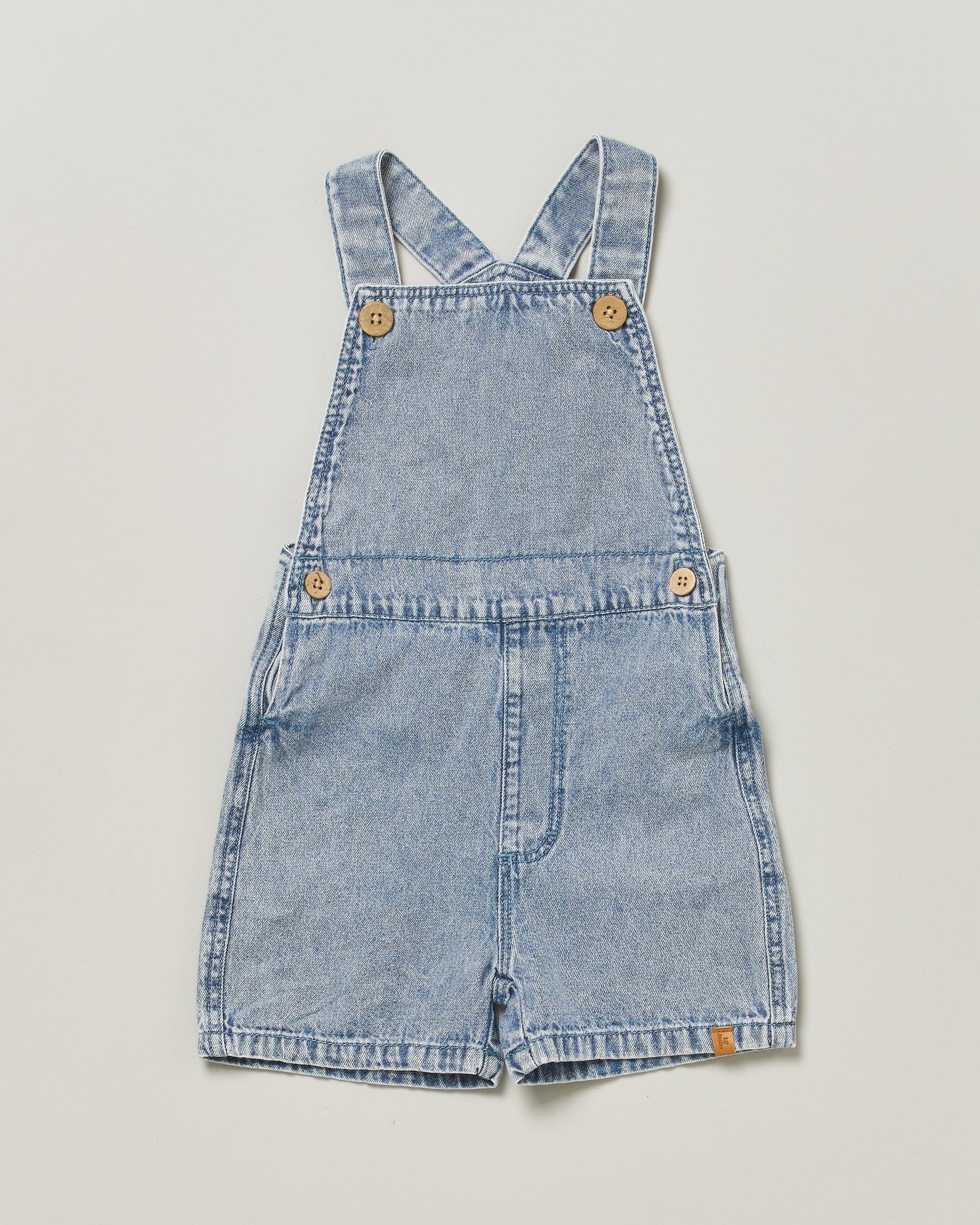 Salopette Lil'Atelier in denim di cotone a lavaggio medio bleach washed