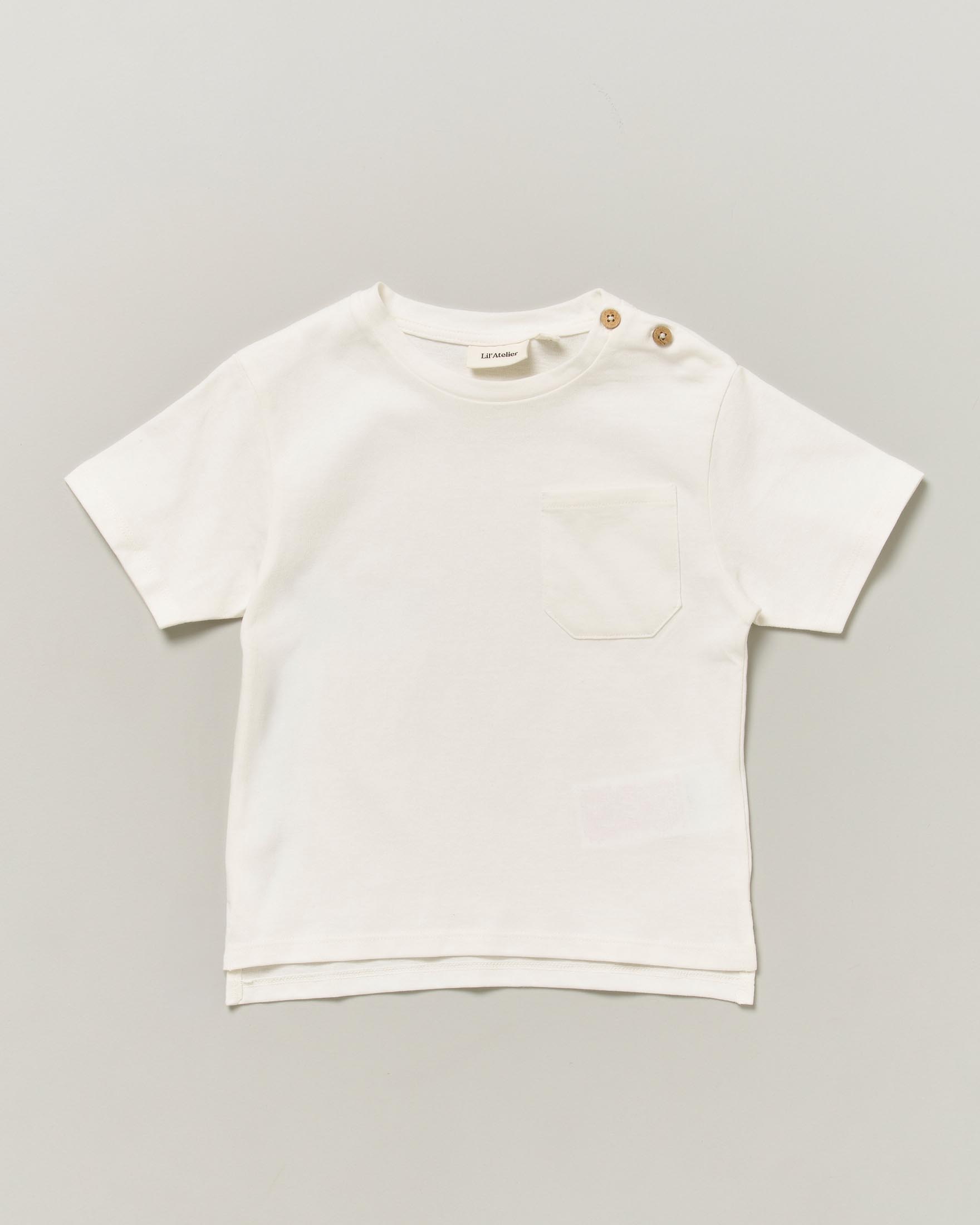 T-shirt avorio Lil'Atelier in puro cotone con taschino