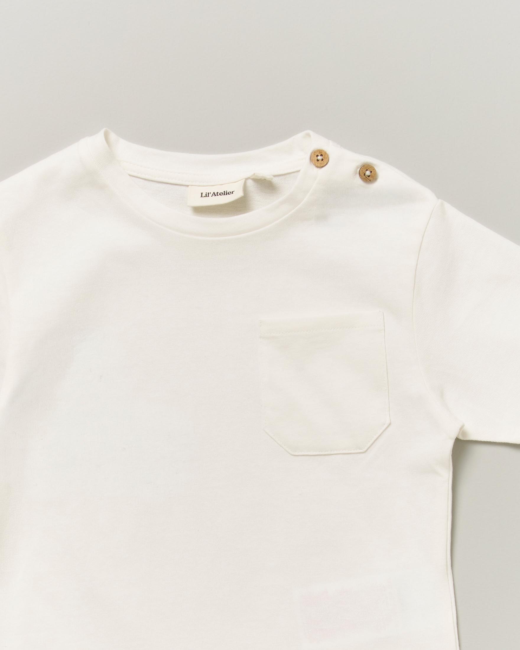 T-shirt avorio Lil'Atelier in puro cotone con taschino image