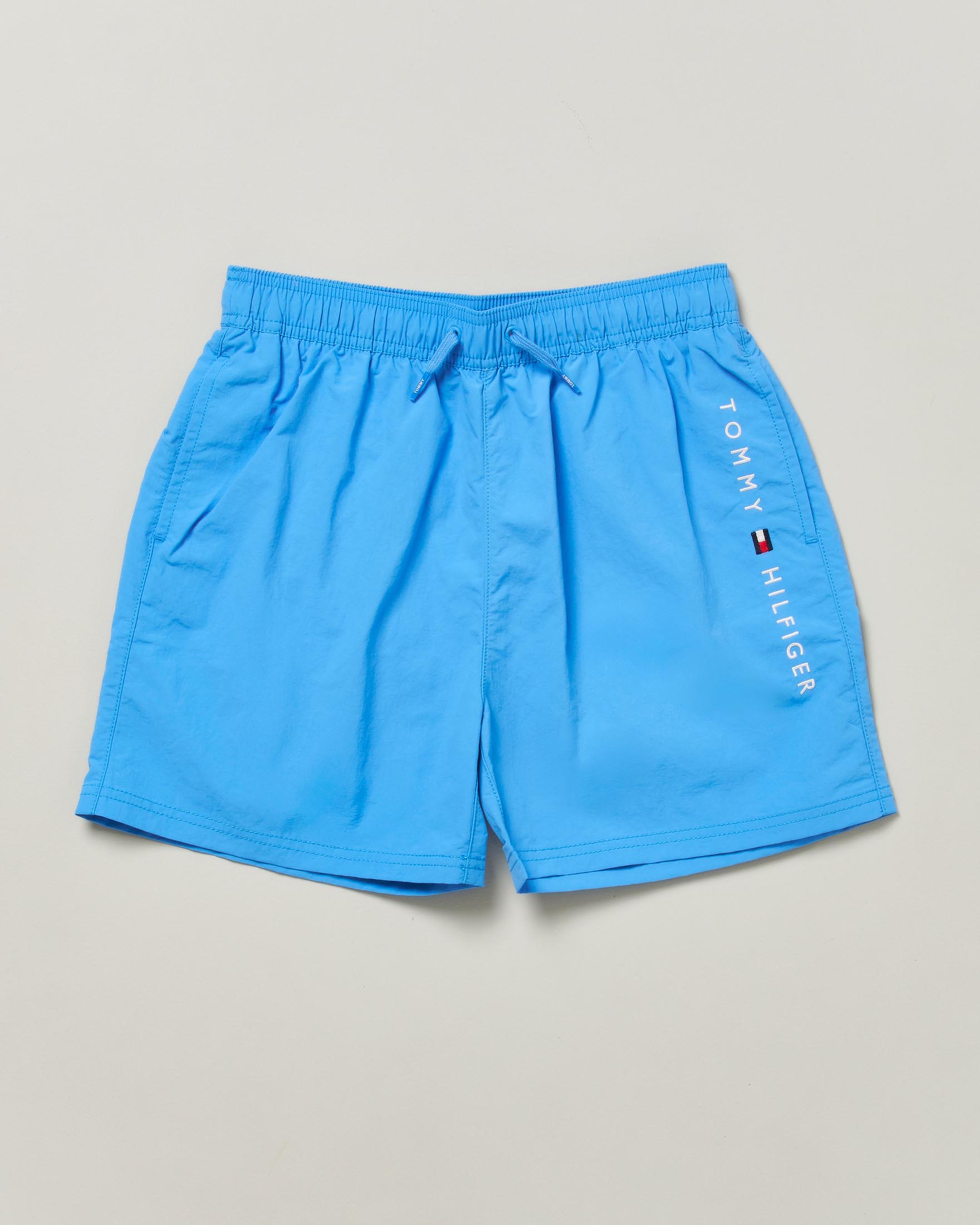 Boxer mare Tommy Hilfiger celeste con coulisse in vita e logo bianco
