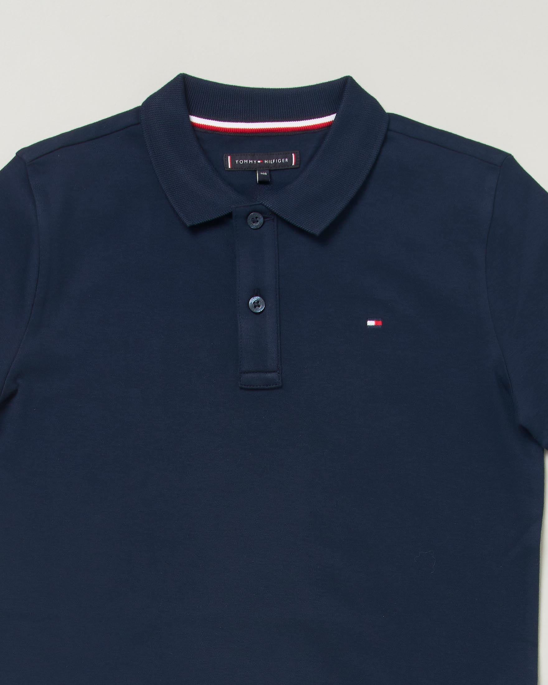 Polo Tommy Hilfiger blu in jersey di cotone a maniche corte image