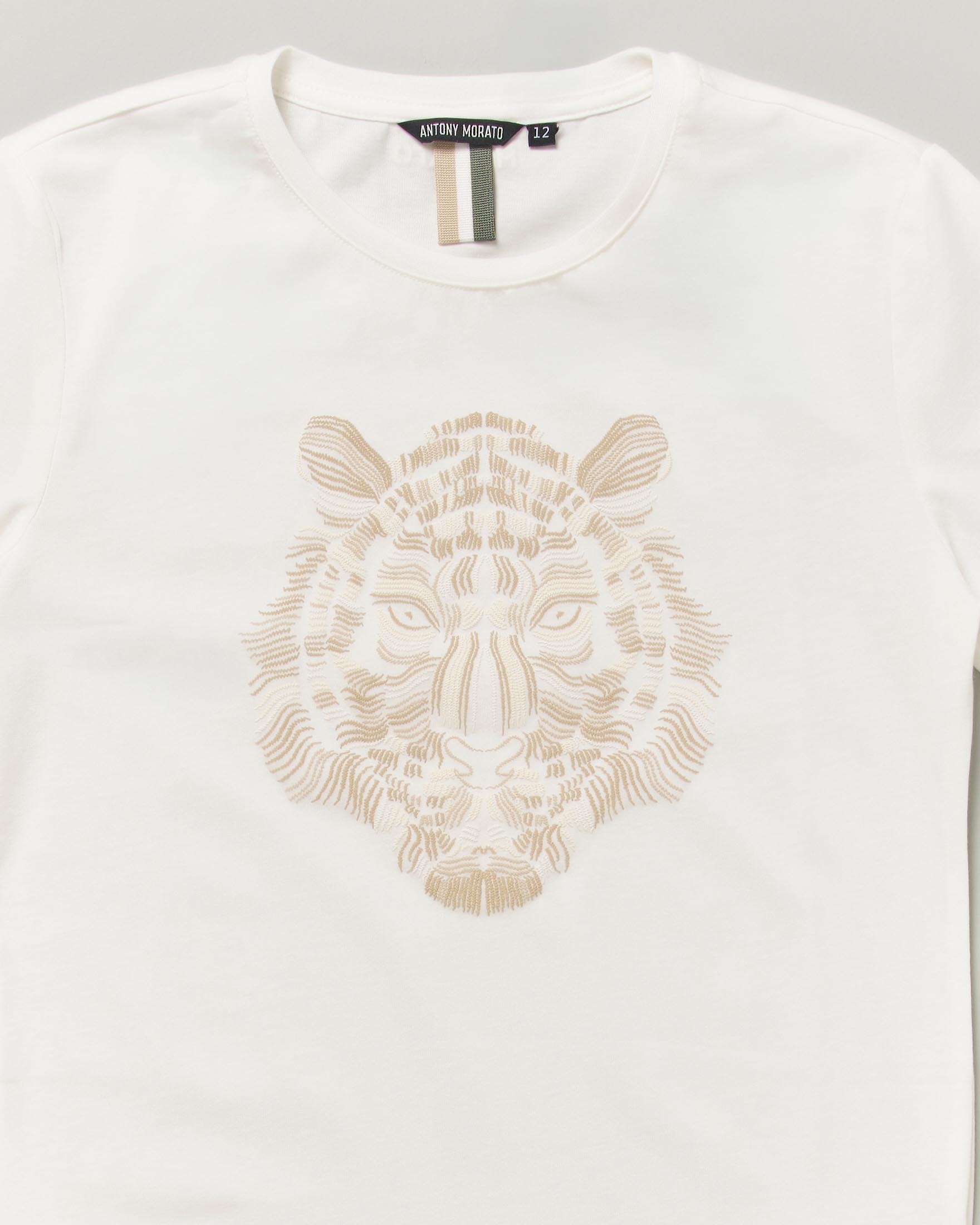 T-shirt avorio Antony Morato in puro cotone a maniche corte con stampa tigre image