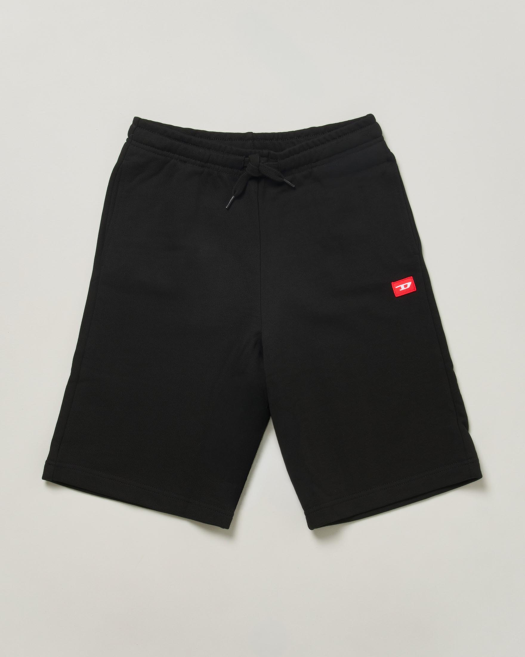 Bermuda Diesel nero in felpa di cotone con mini logo rosso