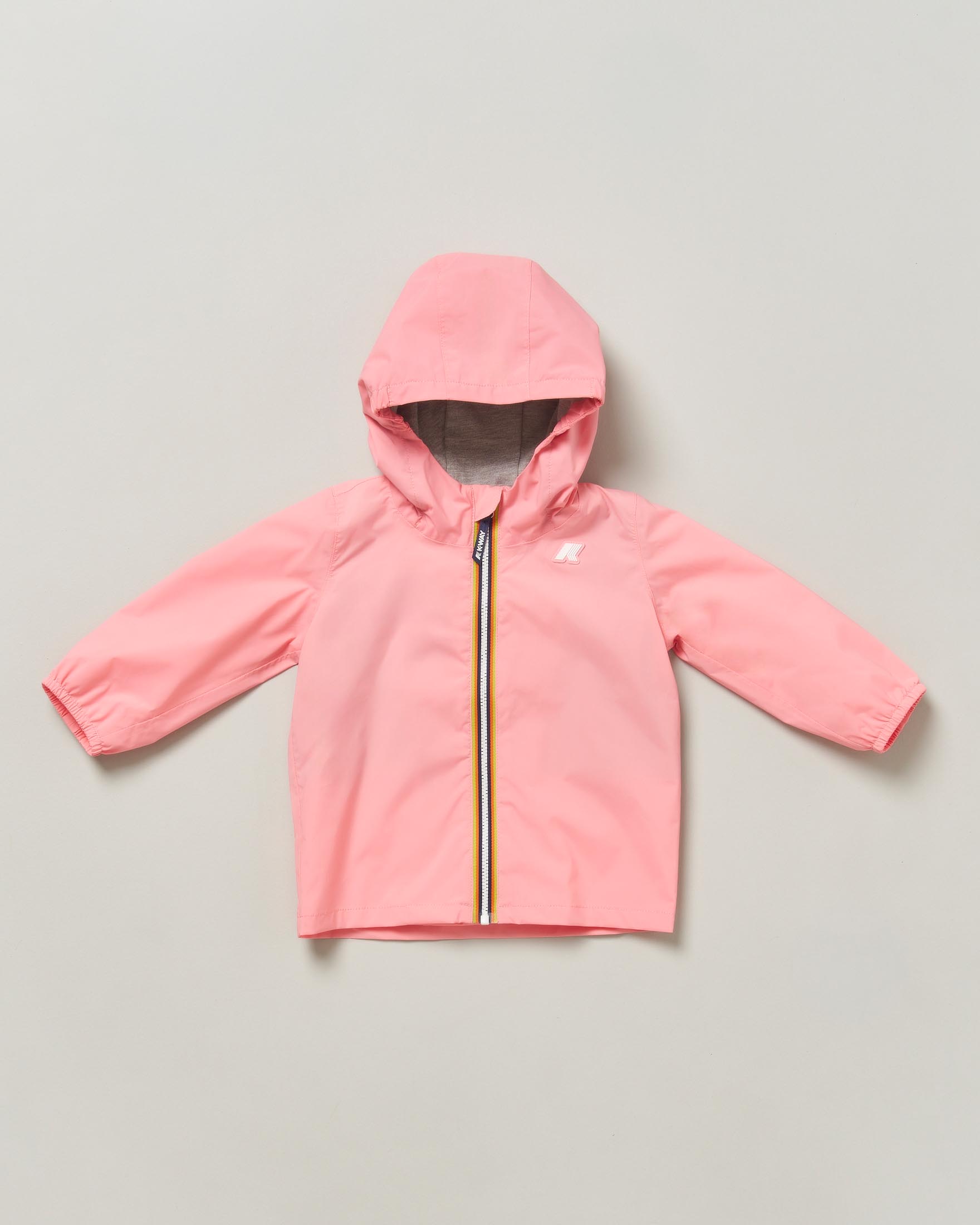 Giubbino in nylon rosa con cappuccio fisso