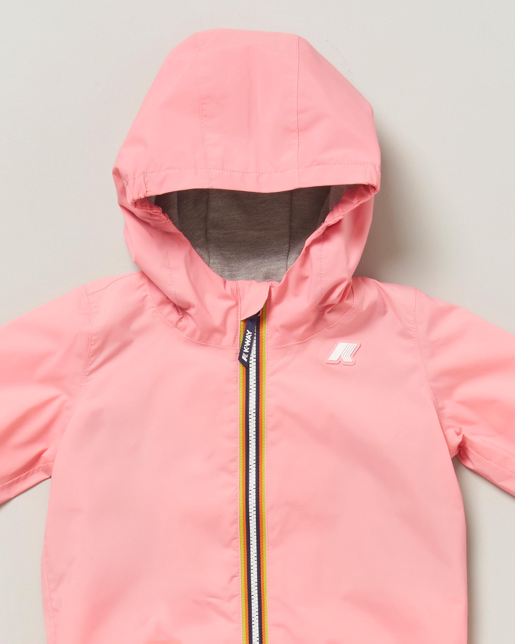 Giubbino K-way in nylon rosa con cappuccio fisso image