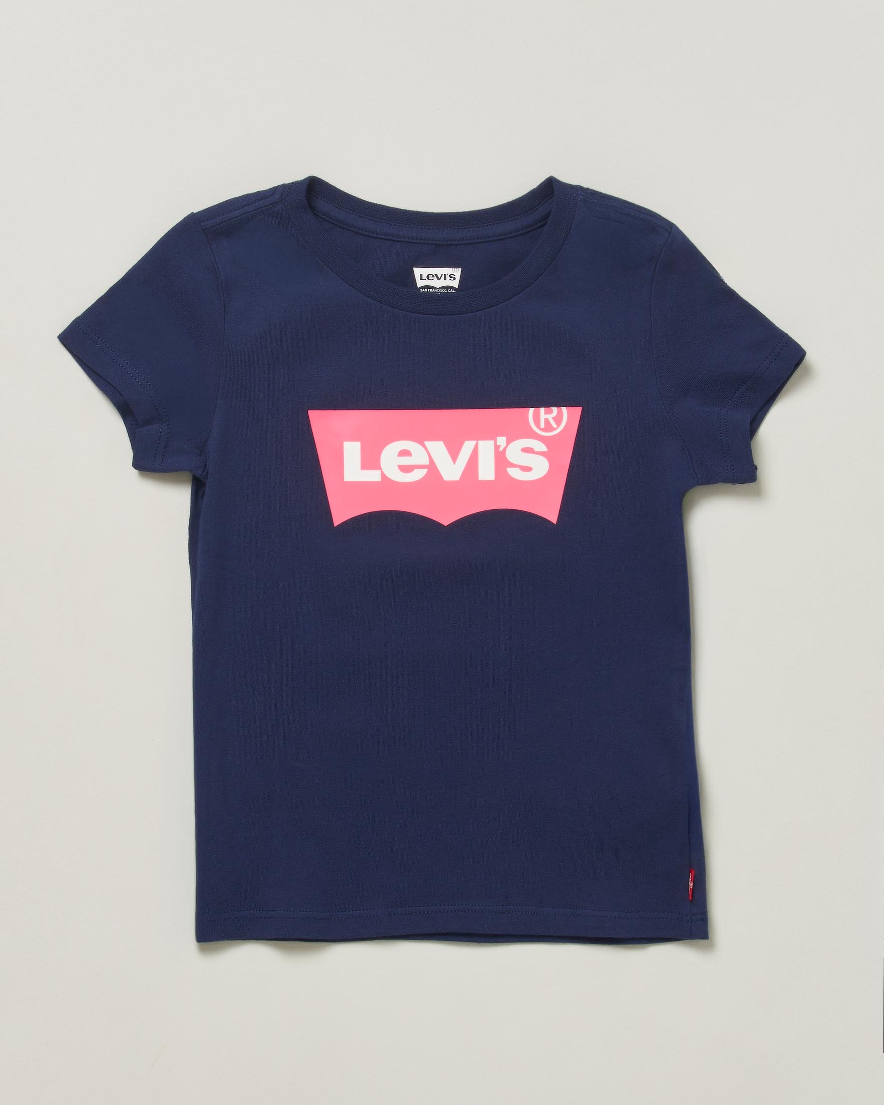 T-shirt Levi's blu mezza manica con logo batwing fucsia